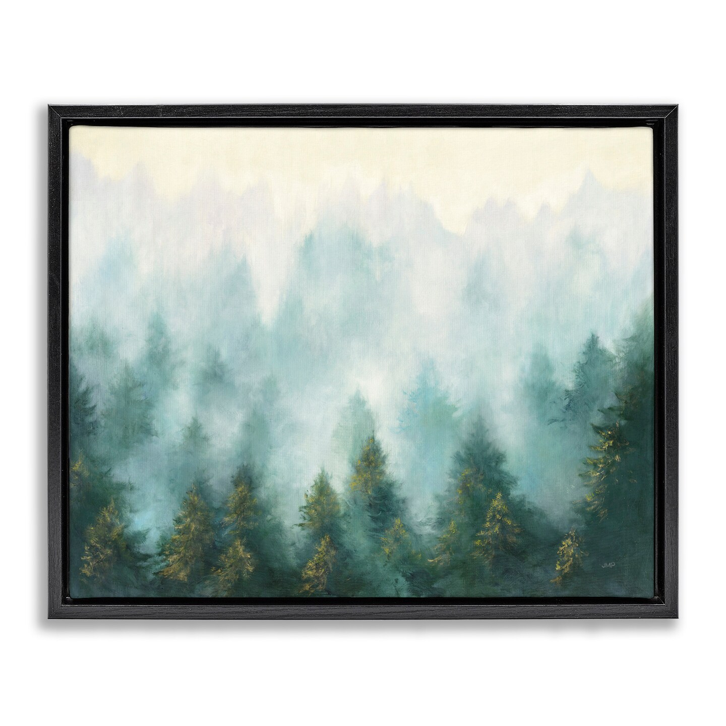 Stupell Industries Abstract Pine Forest with Mist Framed Floater Canvas Wall Art