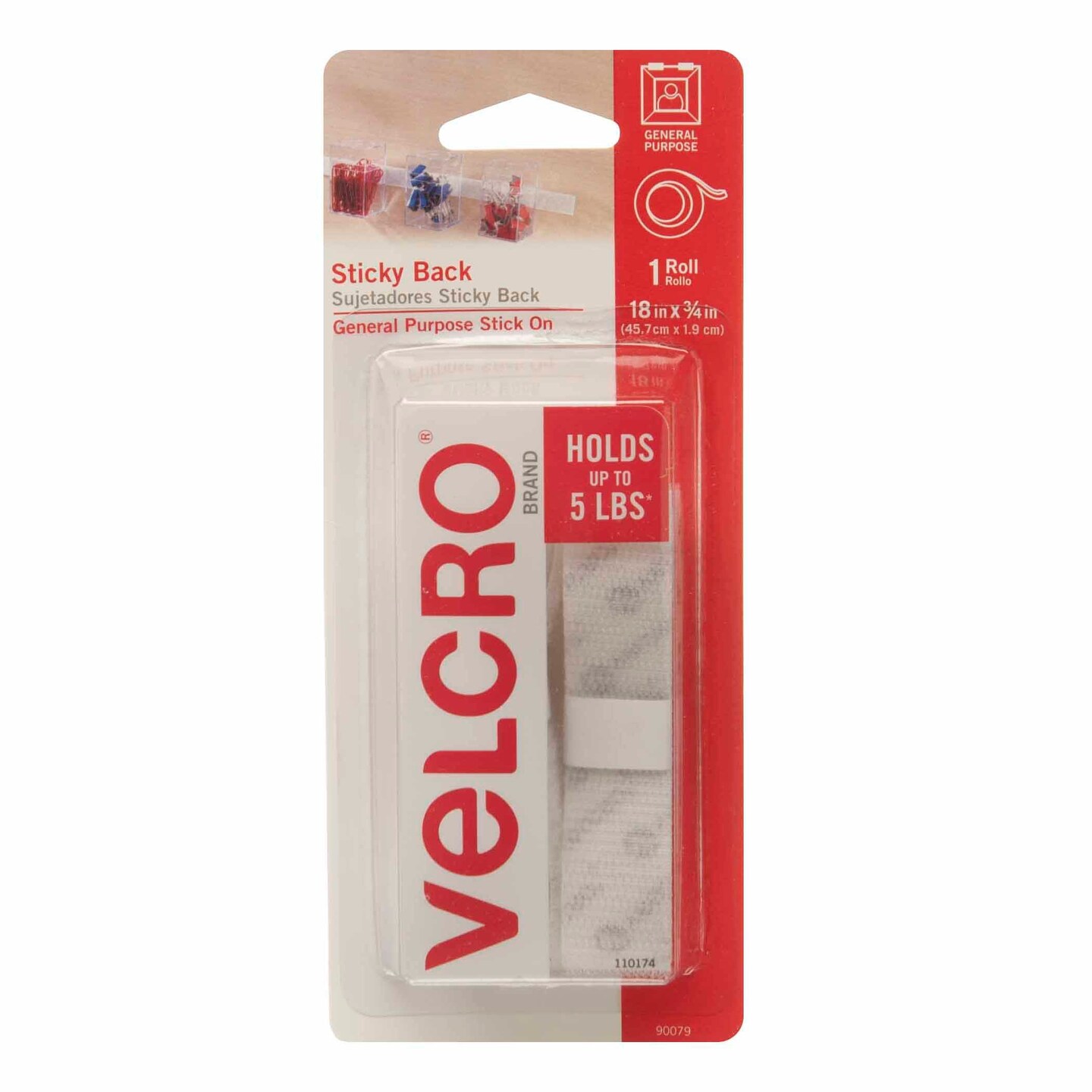 Sticky Back Tape, White, 18&#x22; x 3/4&#x22;