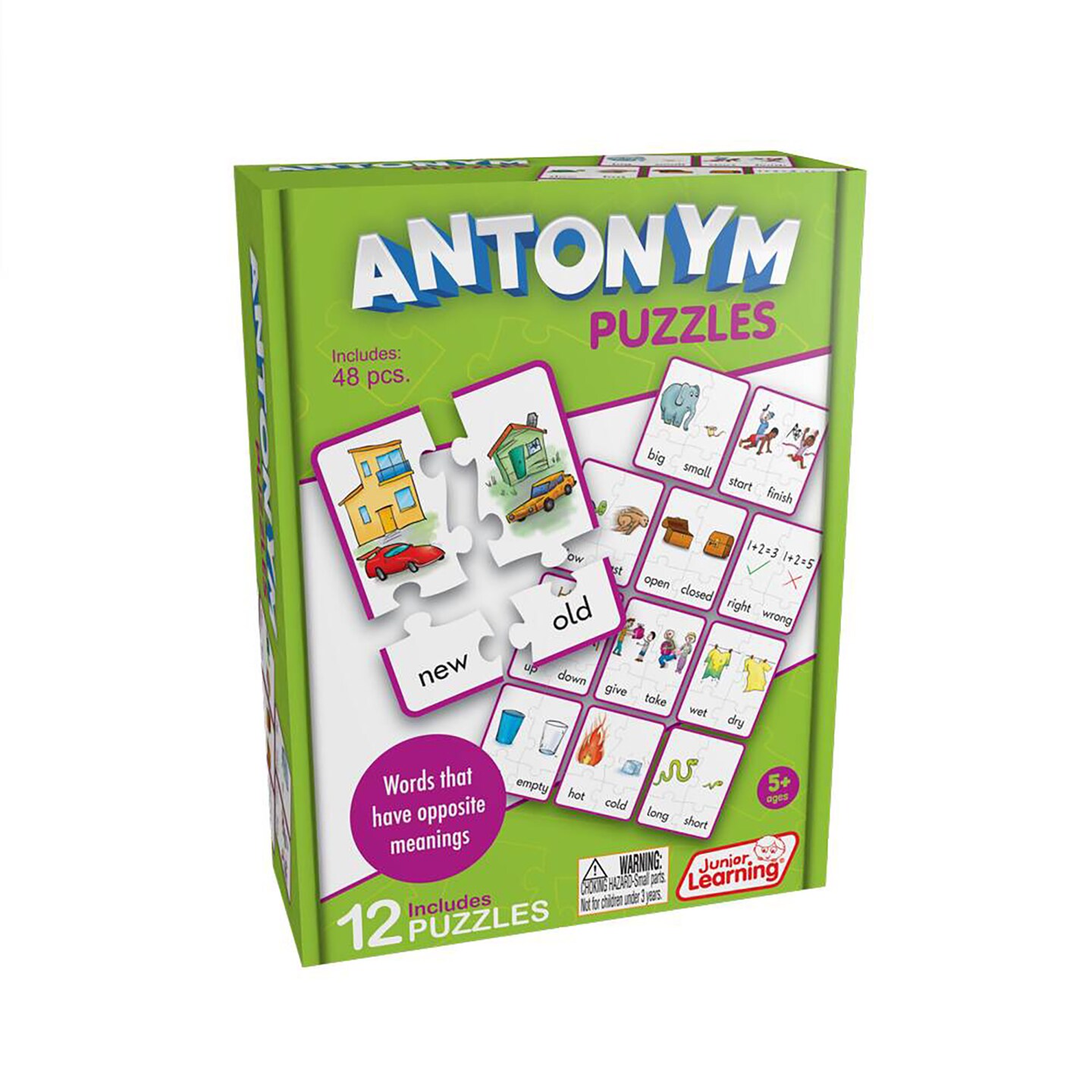 Antonym Puzzles Junior Learning for Ages 5-8, Grade 1 Grade 2 Learning,  Language Arts Word Level, Perfect for Home School, Educational Resources