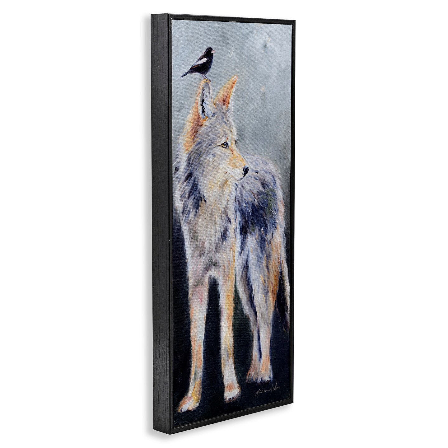 Stupell Industries Wild Coyote &#x26; Black Bird Framed Giclee Art
