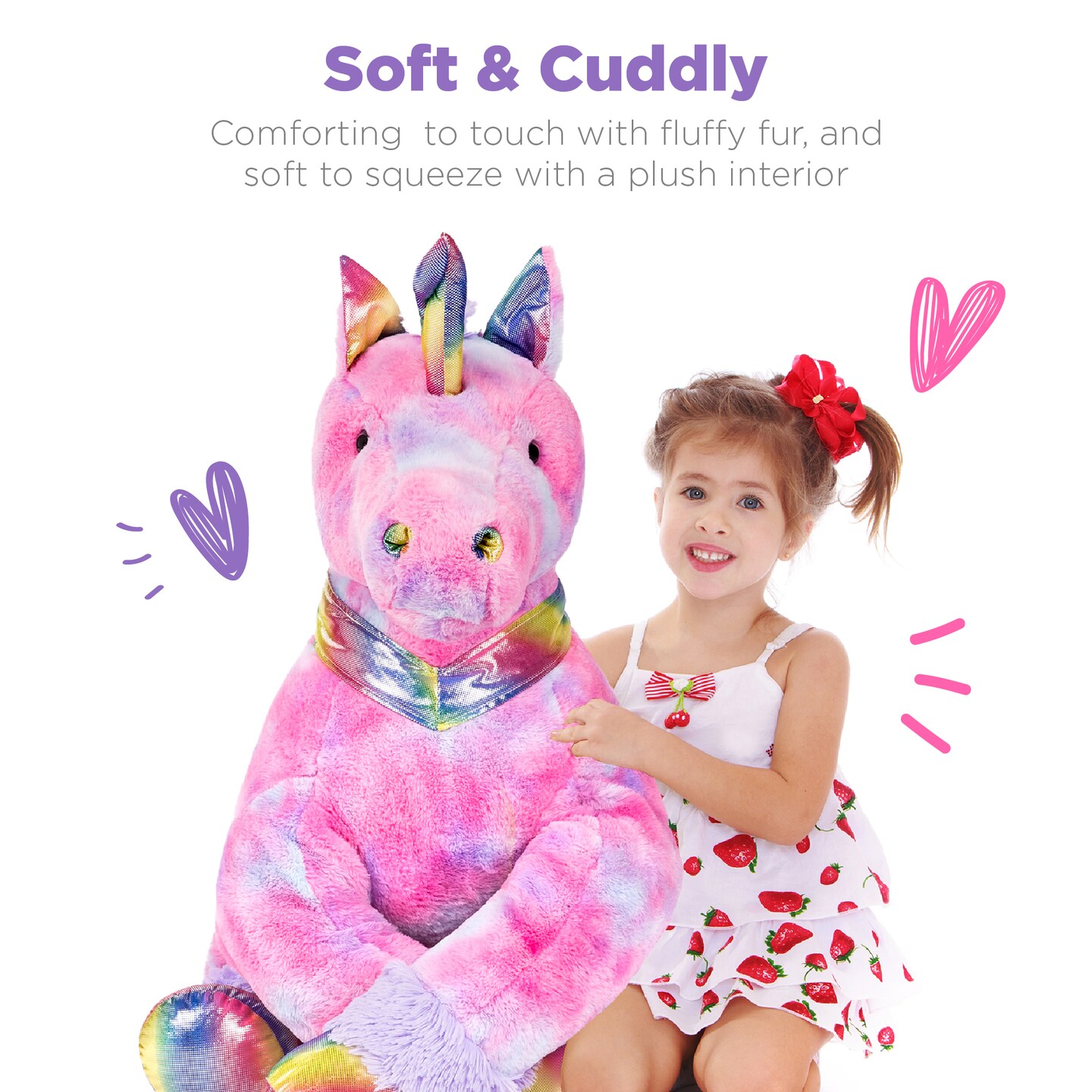 Best Choice Products 52in Kids Extra Large Plush Unicorn, Life-Size Stuffed Animal Toy w/ Rainbow Details