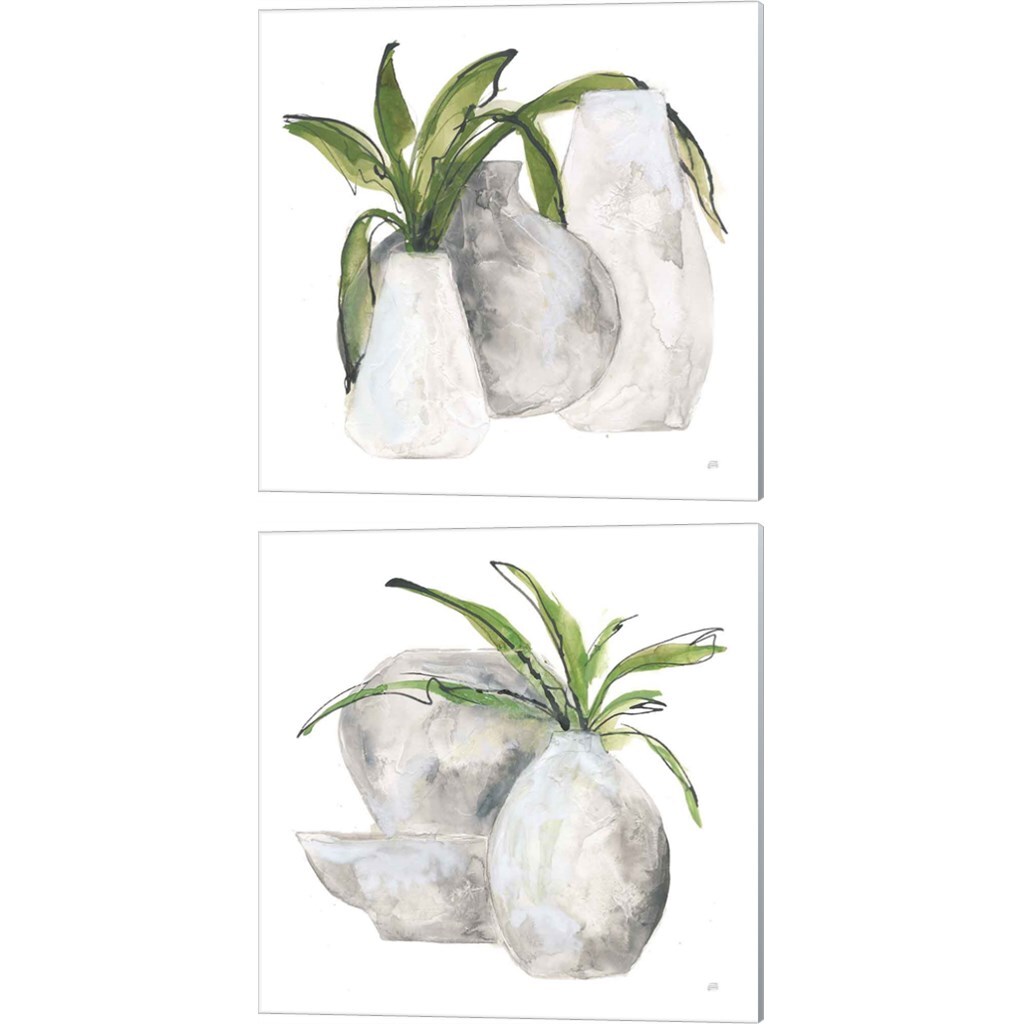 Three Vases by Chris Paschke 14" x 14" Canvas Wall Art (Set of 2)
