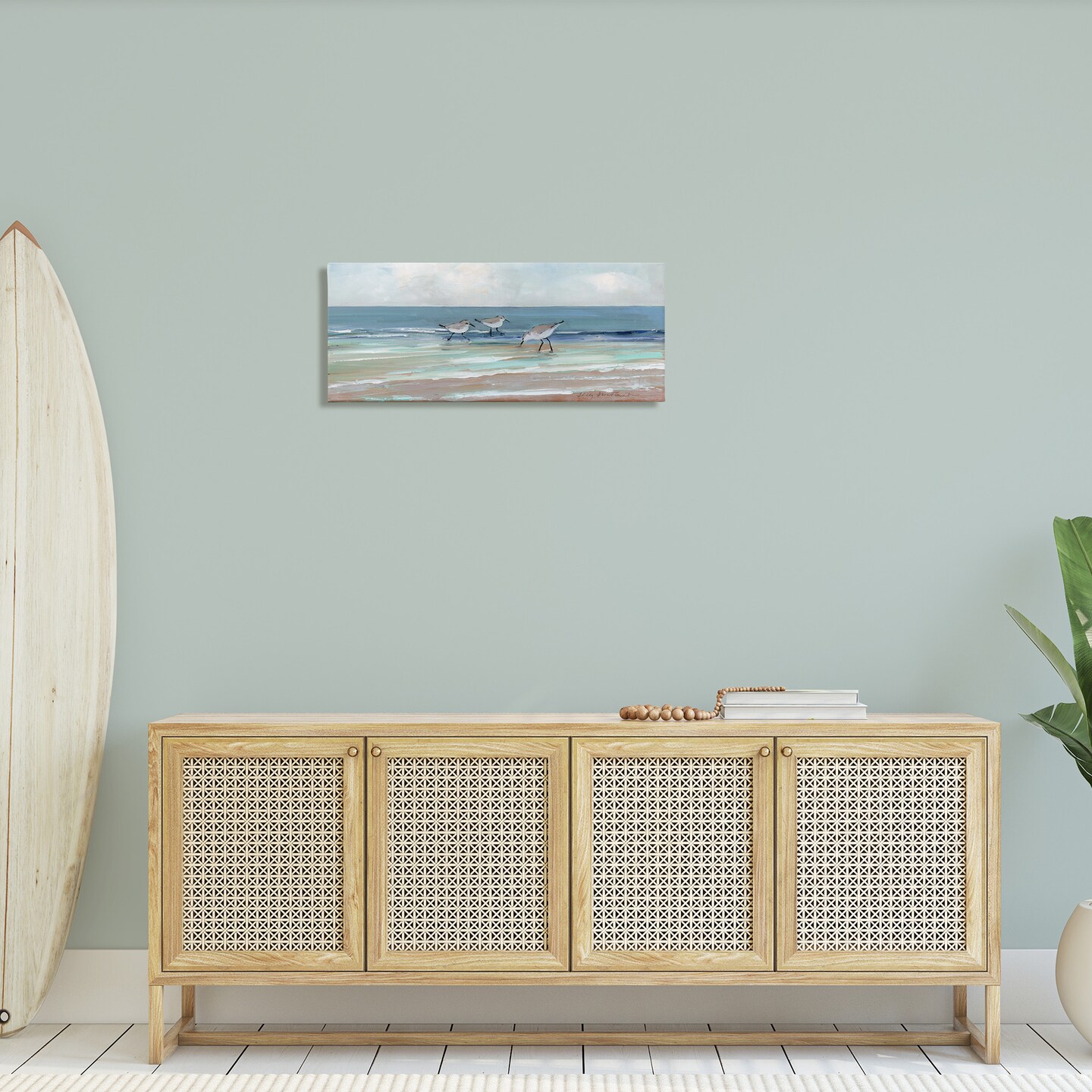 Stupell Industries Panoramic Sandpipers on Shoreline Canvas Wall Art