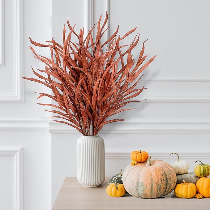 6 Pieces Fall Leaves Stem Artificial Autumn Branches Fake Leaf Bouquet: Fall Artificial Plants for Home Vase Thanksgiving table centerpieces Harvest Floral Arrangement Festival Decorations