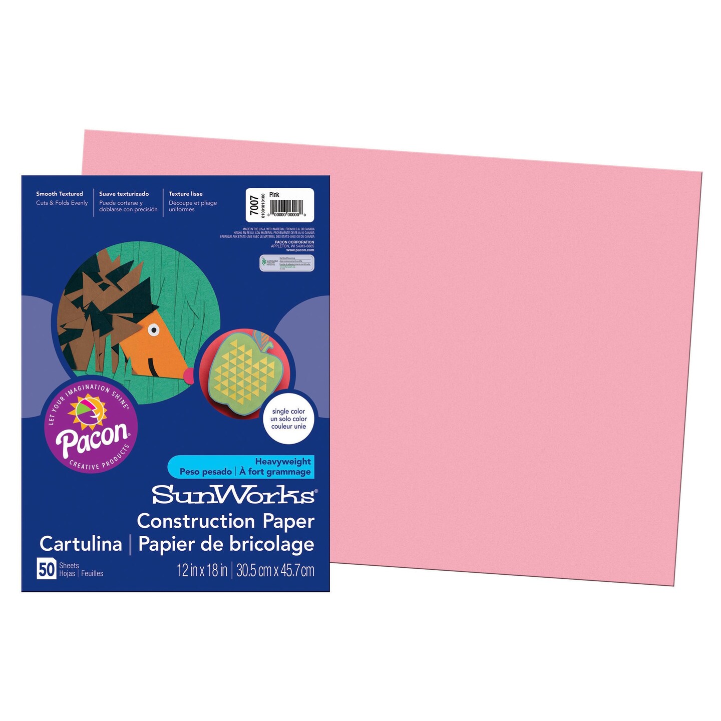Construction Paper, Pink, 12&#x22; x 18&#x22;, 50 Sheets