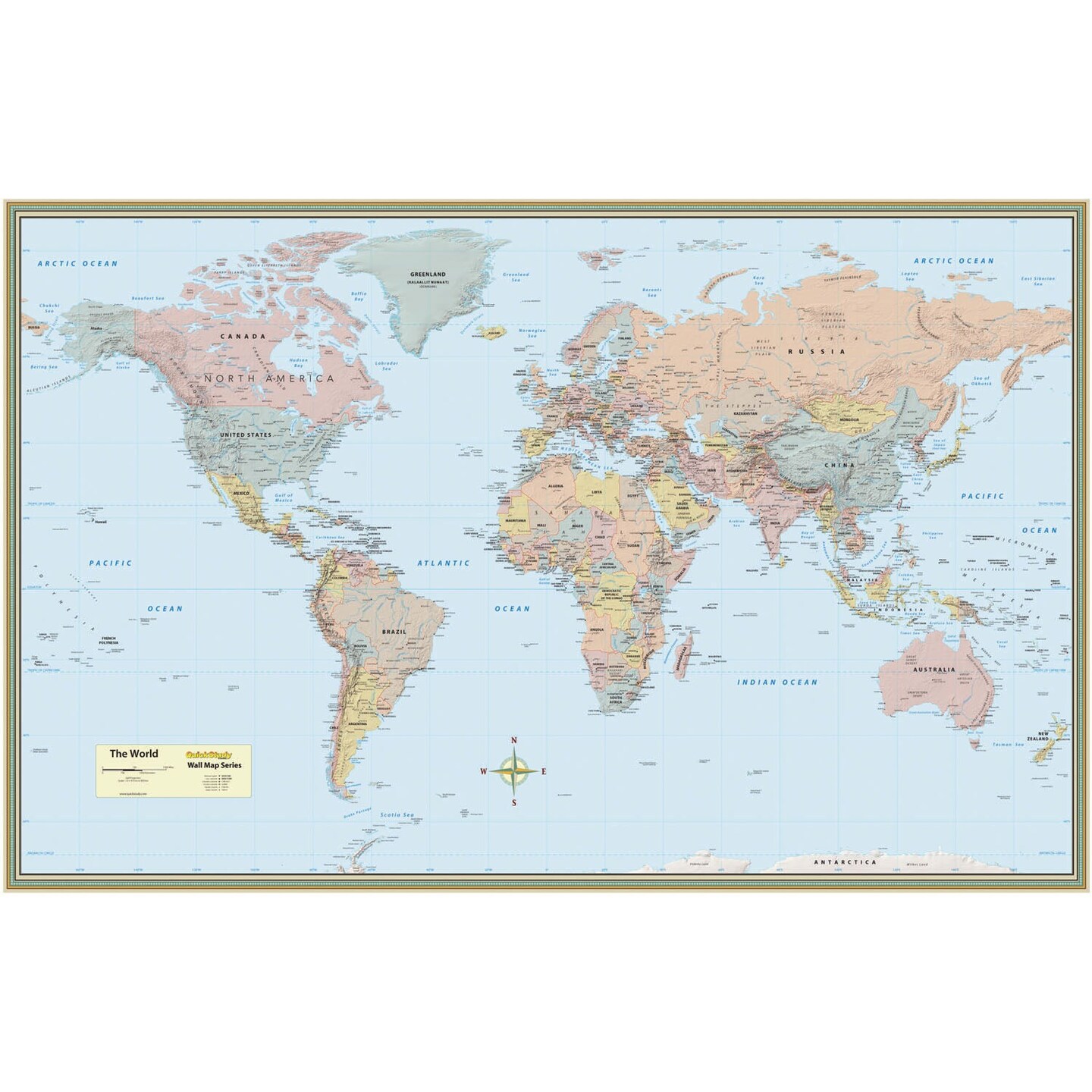 World Map Laminated Poster, 50&#x22; x 32&#x22;