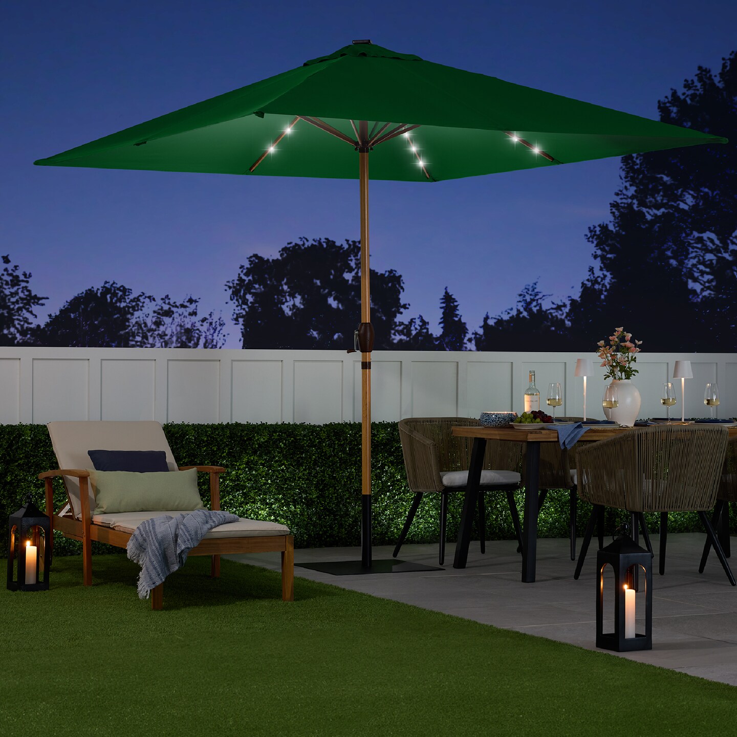 Best Choice Products 9ft Deep Square Solar LED Lighted Patio Umbrella w/ Faux Wood Texture, UV-Resistant