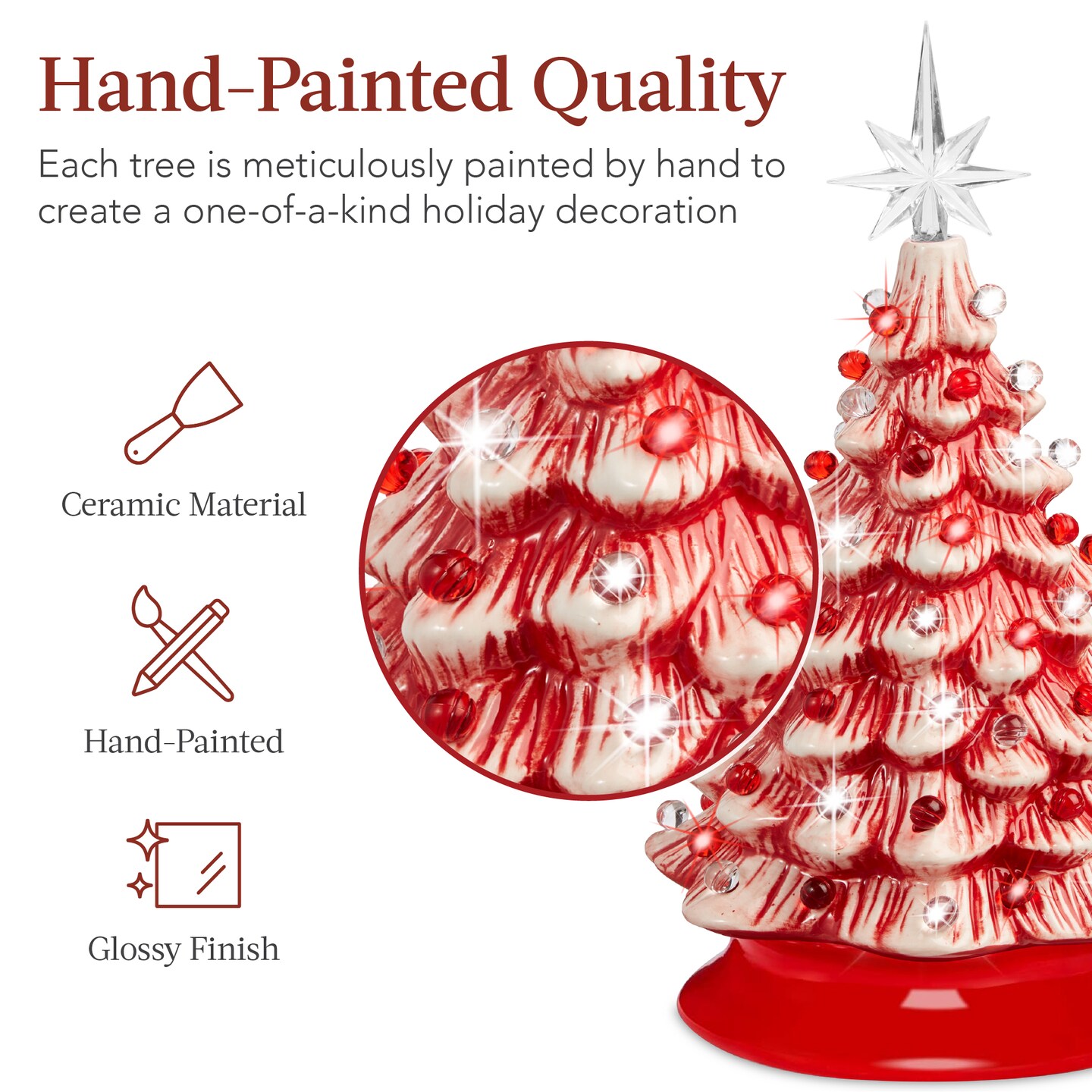 Best Choice Products 15in Ceramic Christmas Tree, Pre-lit Hand-Painted Holiday Decor w/ 64 Lights