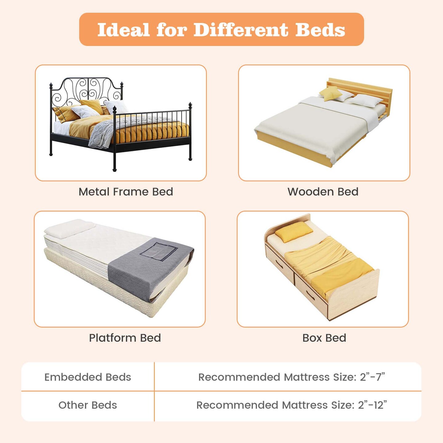 Costway 1/2 PCS 42" Toddler Foldable Bed Rail with Adjustable Safety Strap Bedrail Guard White
