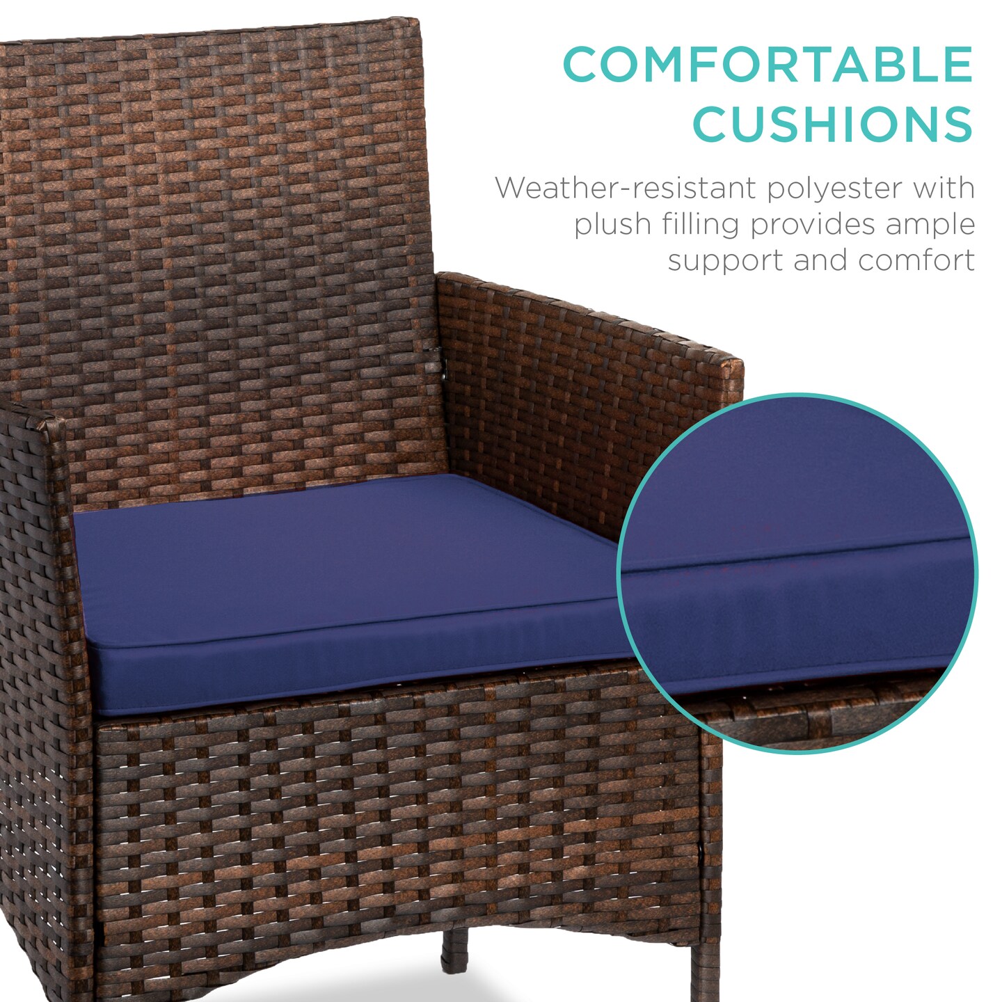 Best Choice Products 3-Piece Outdoor Wicker Conversation Patio Bistro Set, w/ 2 Chairs, Table