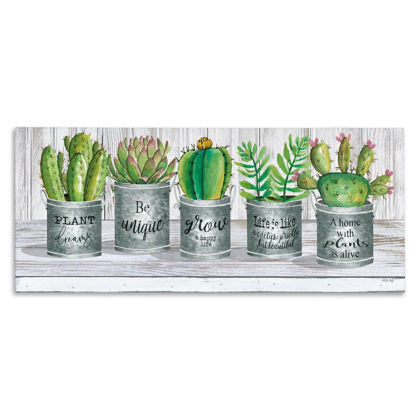 Stupell Industries Succulents with Plant Life Puns Canvas Wall Art