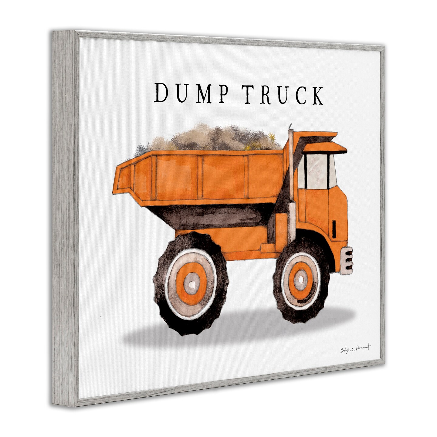 Stupell Industries Orange Dump Truck Construction Framed Giclee Art