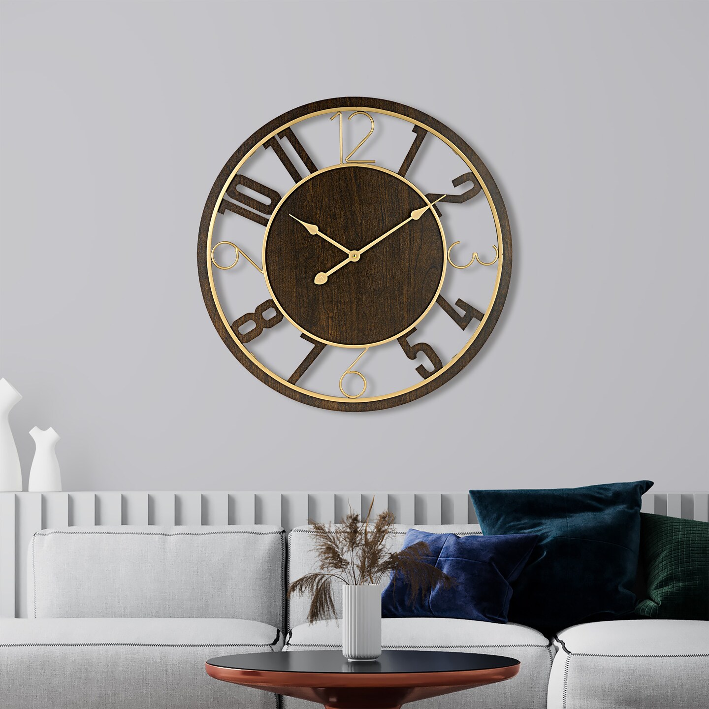 Sorbus Wooden Modern Wall Clock - Large 24-Inch Wall Clock - Battery Operated Analog  for Living Room and Kitchen D&#xE9;cor
