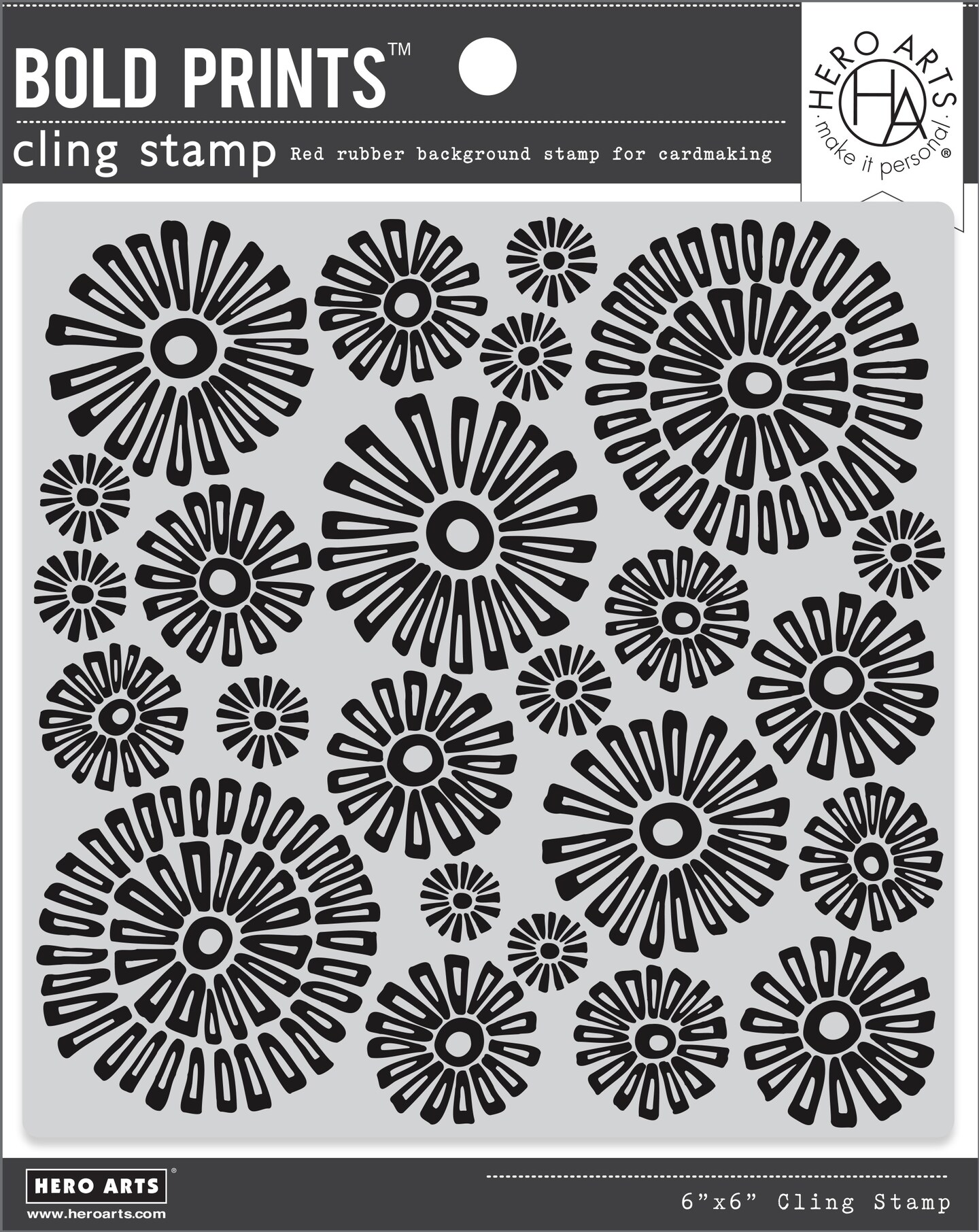 Hero Arts Cling Stamp 6&#x22;X6&#x22;-Sunburst Flowers Bold Prints