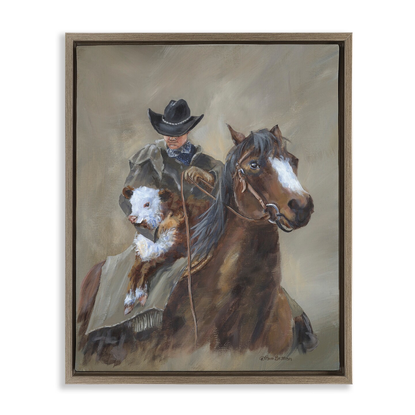 Stupell Industries Ranch Cowboy Western Horse Black Framed Floater Canvas Wall Art