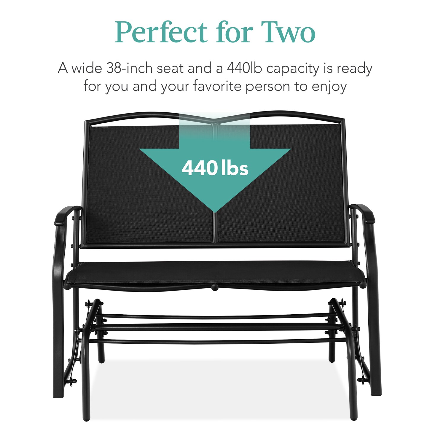 Best Choice Products 2-Person Outdoor Swing Glider, Steel Patio Loveseat, Bench Rocker w/ Armrests
