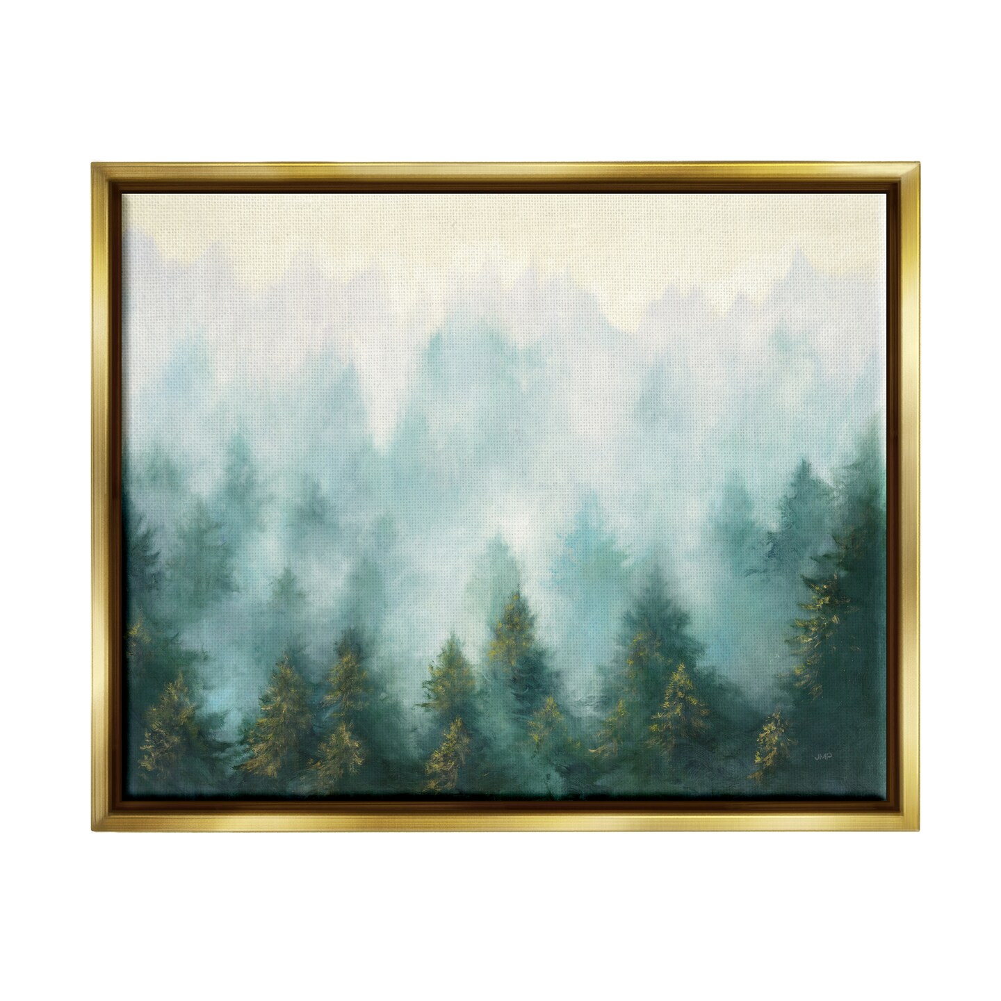 Stupell Industries Abstract Pine Forest with Mist Framed Floater Canvas Wall Art