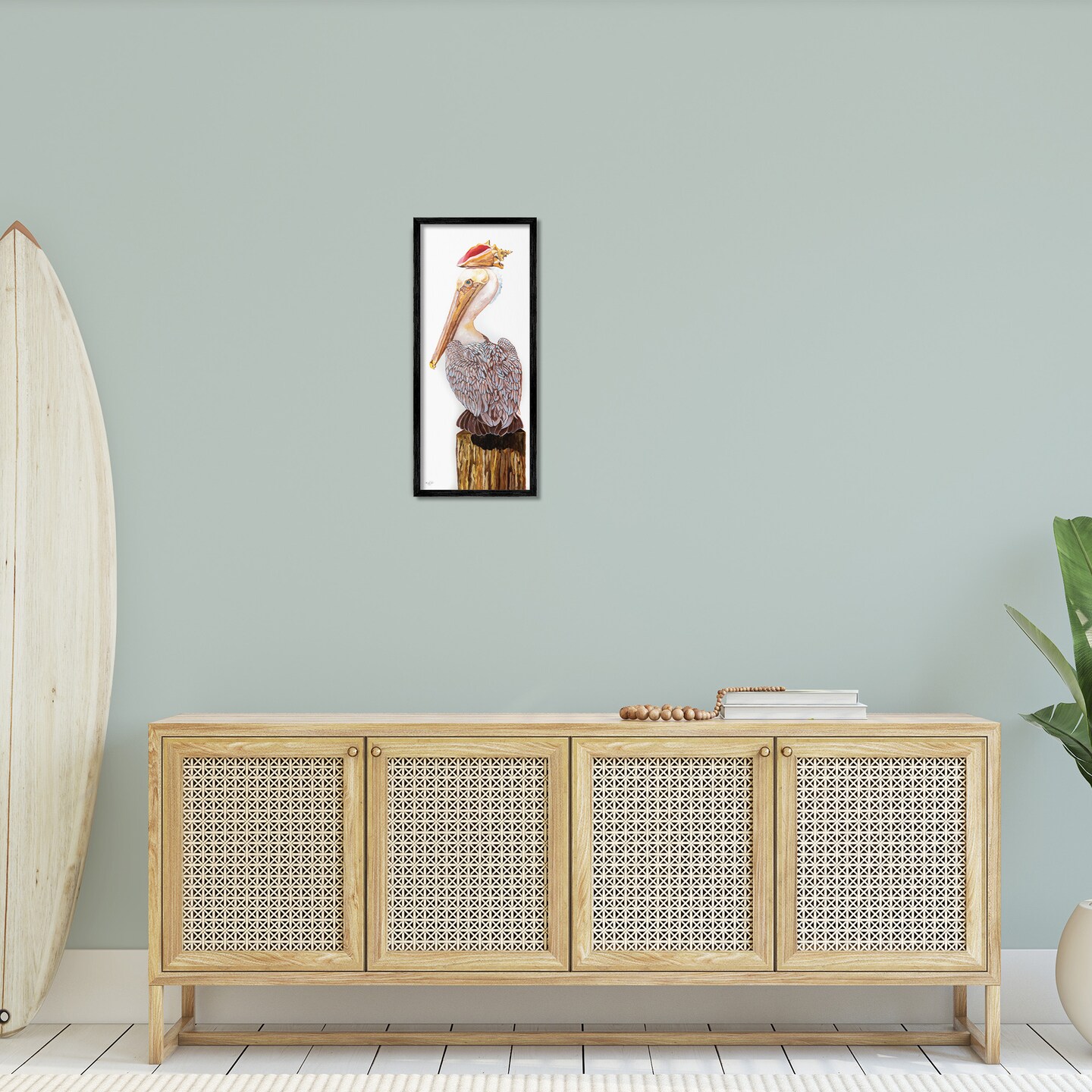 Stupell Industries Nautical Pelican with Sea Shell Framed Giclee Art