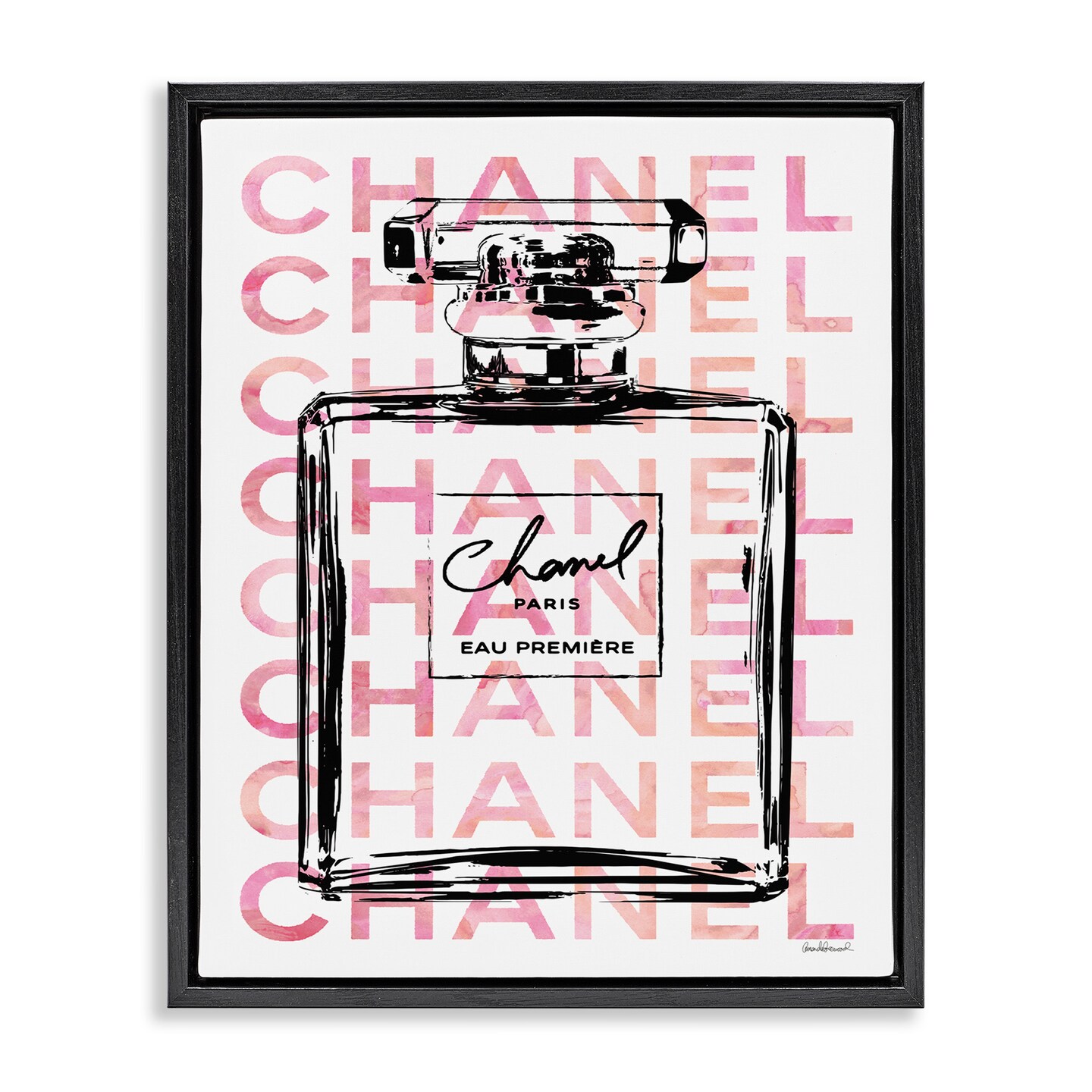 Stupell Industries Glam Perfume Bottle Brand Text Framed Floater Canvas Wall Art