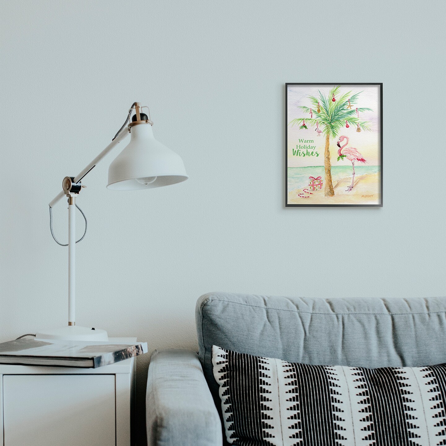 Stupell Industries Tropical Flamingo Christmas Framed Giclee Art
