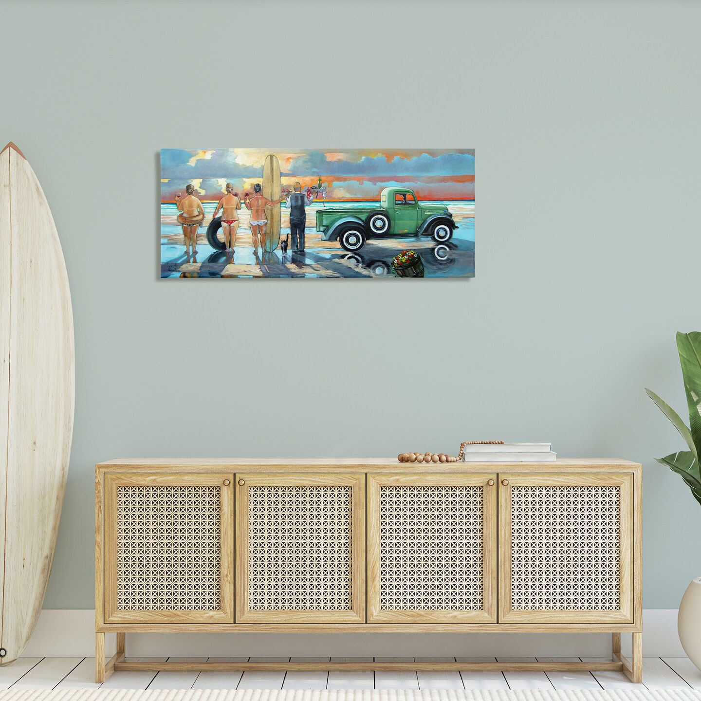 Stupell Industries Butler Serving Beach Girls Scene Canvas Wall Art