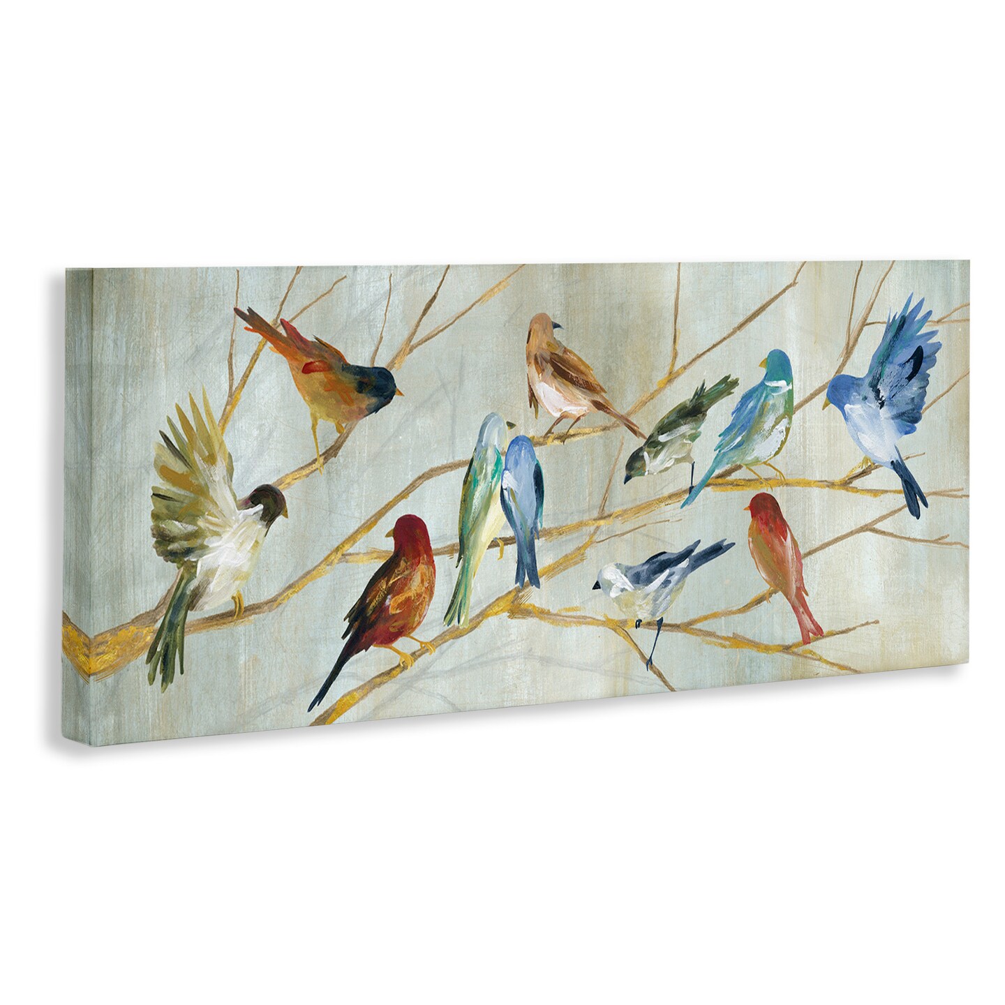 Stupell Industries Birds Resting Autumn Branches Canvas Wall Art