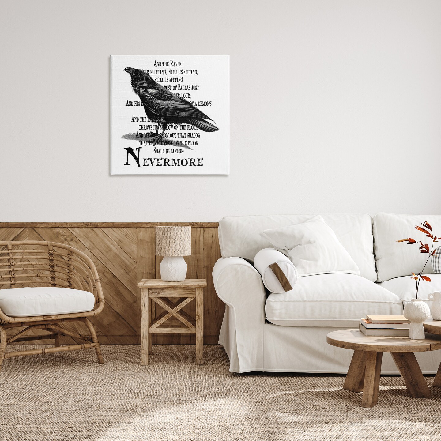 Stupell Industries Creepy Halloween Black Crow Raven Canvas Wall Art