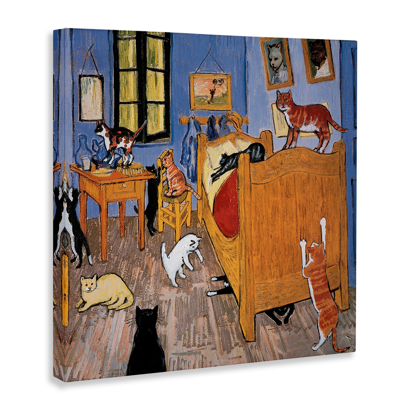 Stupell Industries Cats in Bedroom Classics Parody Canvas Wall Art