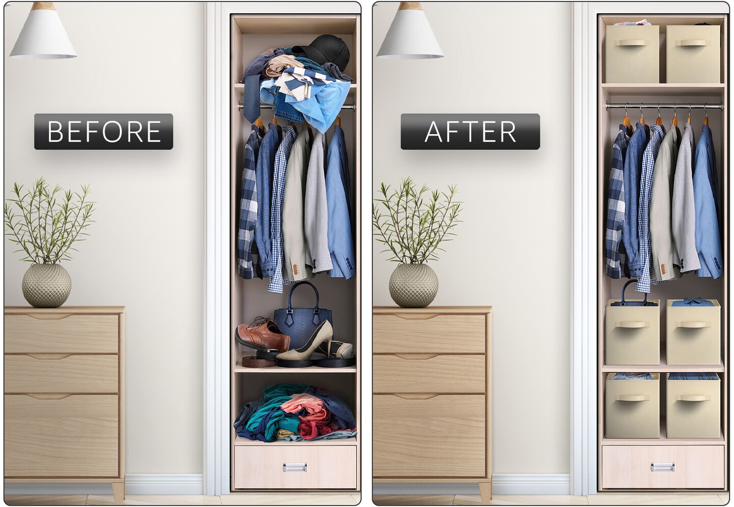 Sorbus Fabric Storage Cubes, Large 13 Inch Storage Bins, Foldable Cube Baskets with Handle, 1-Pc Neutrals