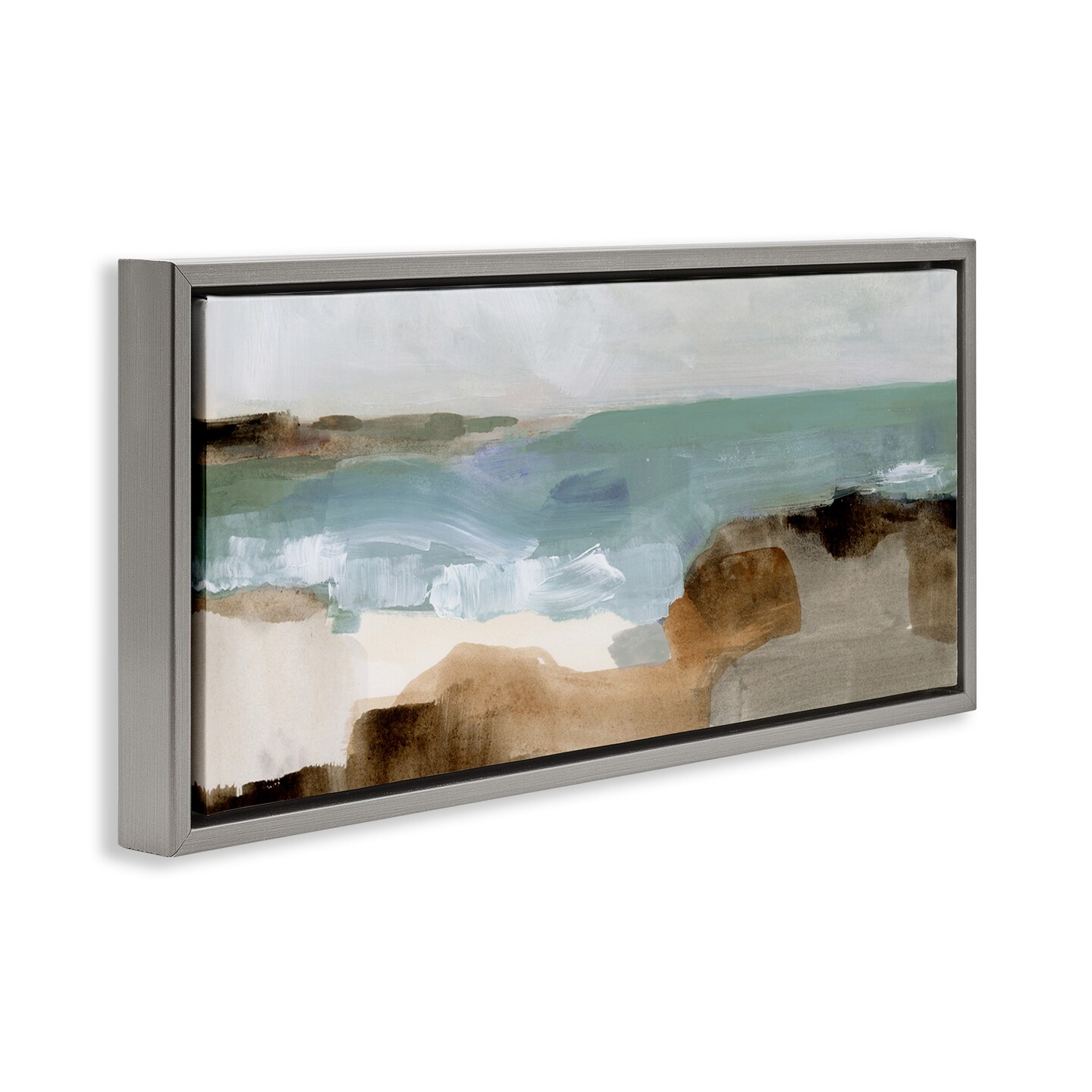 Stupell Industries Abstract Ocean Wave Landscape Framed Floater Canvas Wall Art