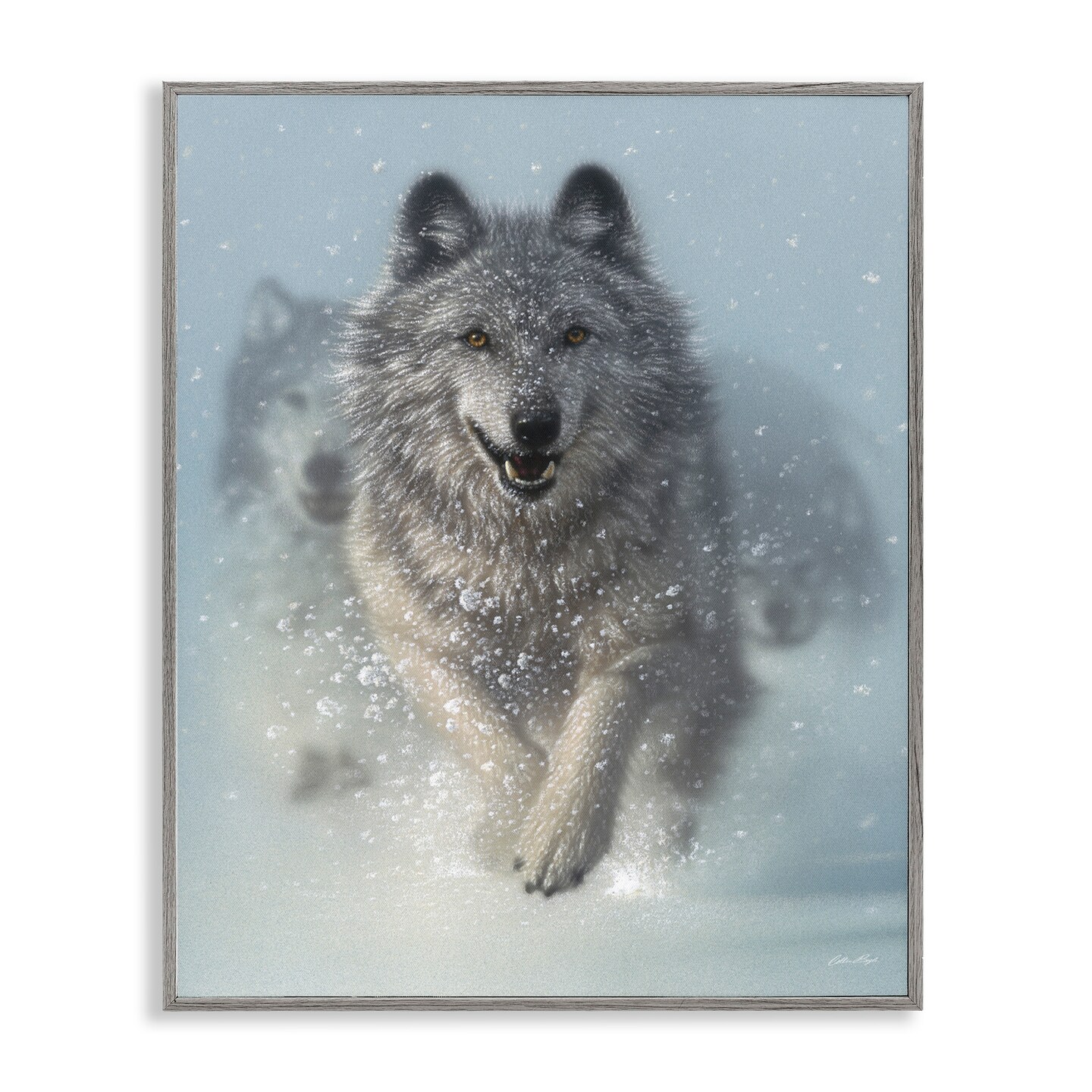 Stupell Industries Wolves Running Through Snow Framed Giclee Art