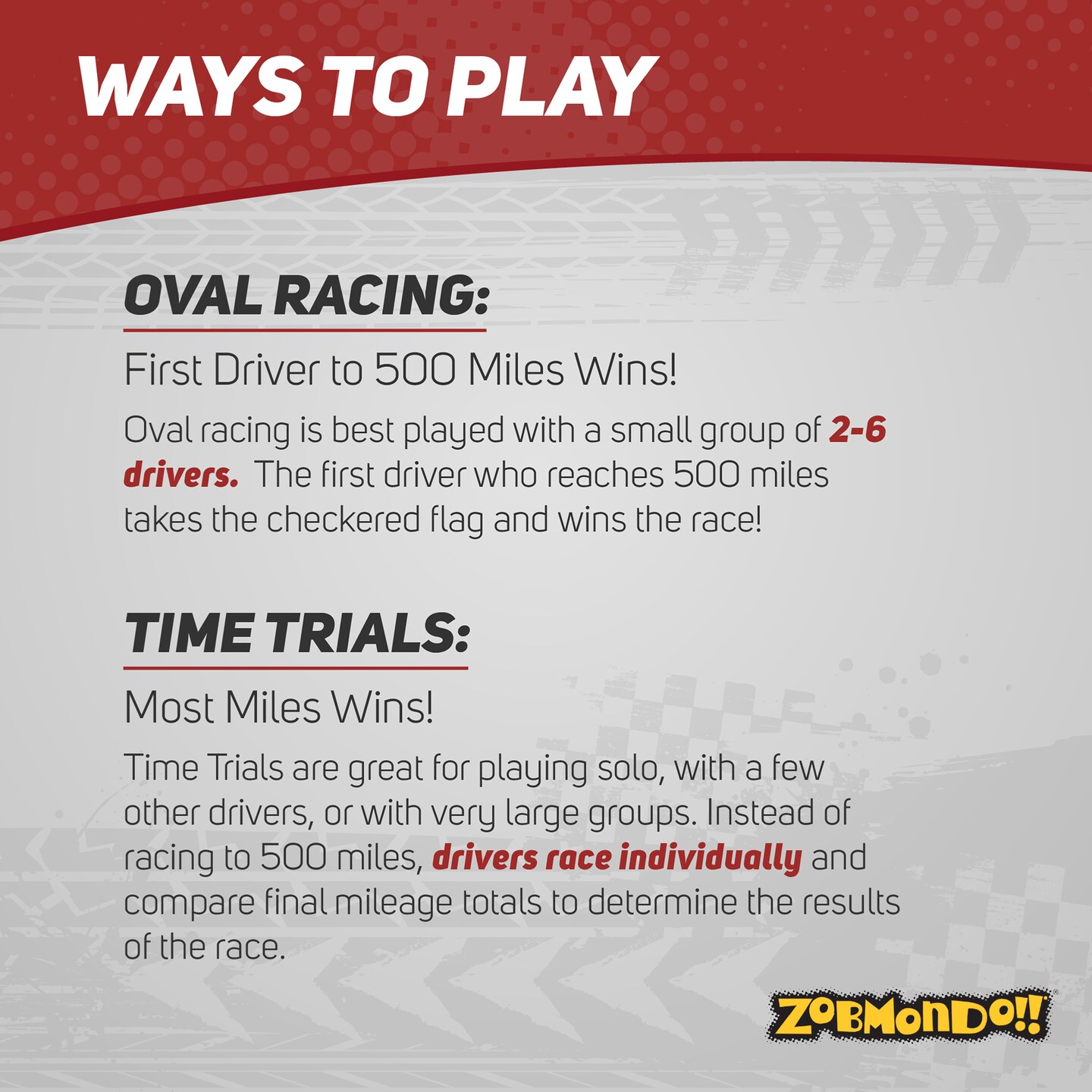 Zobmondo!! Go500 Car Racing Dice Game, Racing Games for Adults and Family, Table Game for Sports Fans Ages 6+