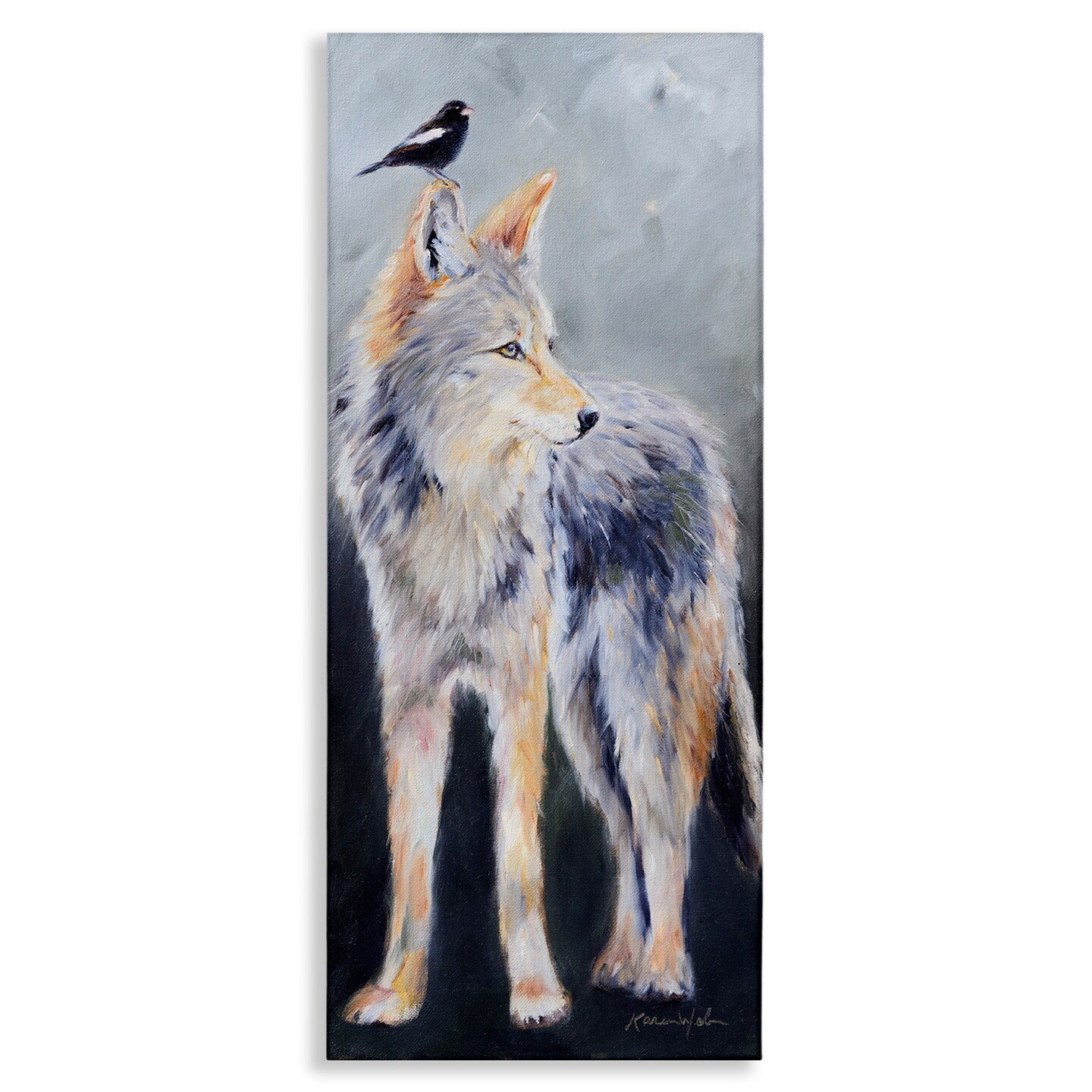 Stupell Industries Wild Coyote &#x26; Black Bird Canvas Wall Art
