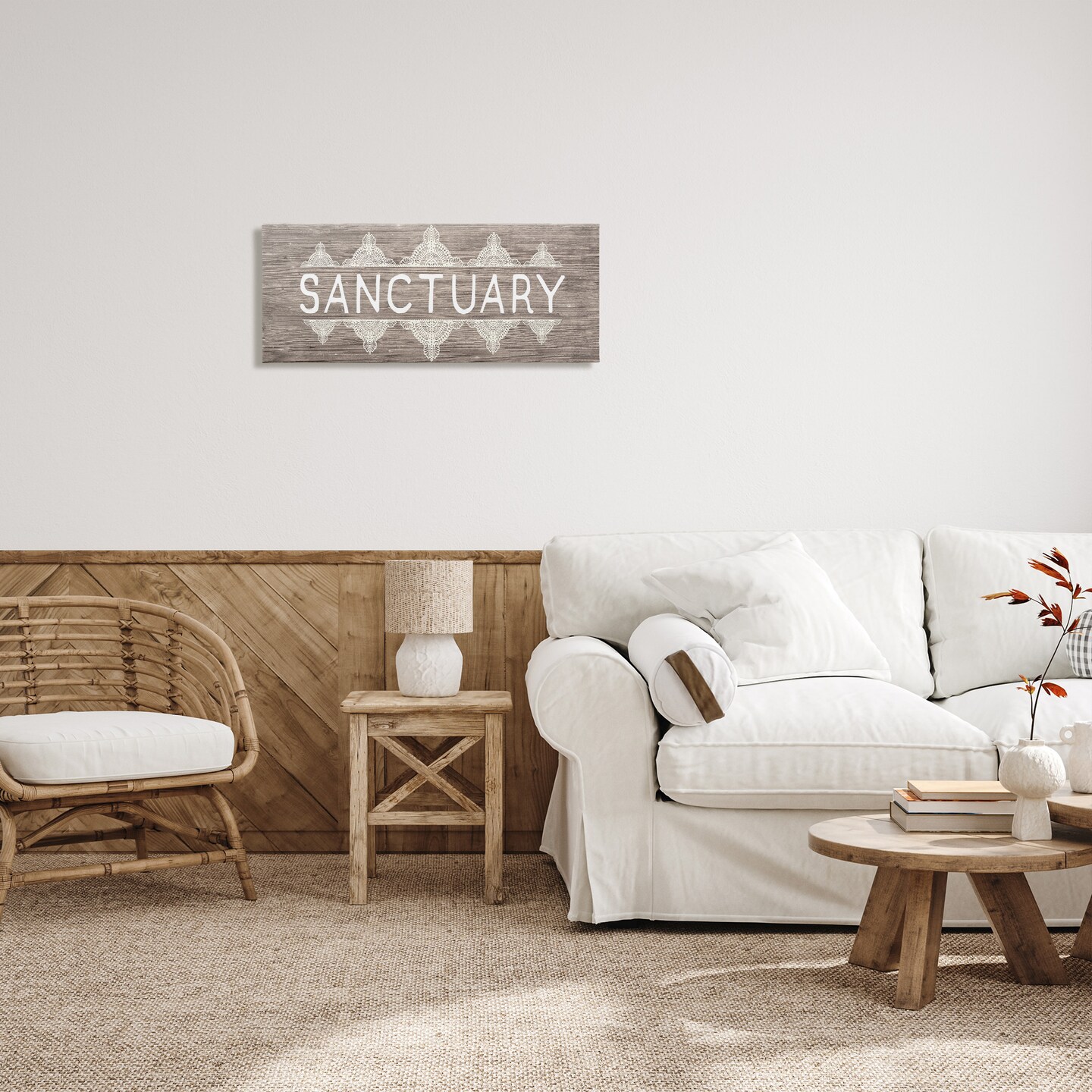Stupell Industries Sanctuary with Paisley Pattern Canvas Wall Art
