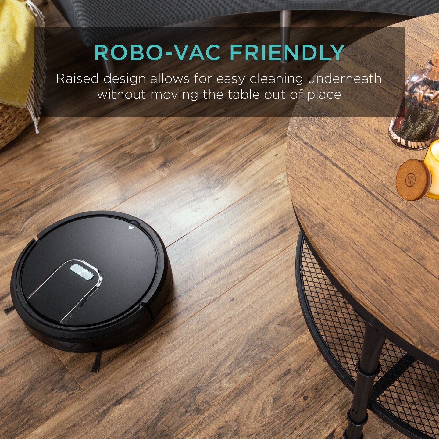 Best Choice Products 2-Tier Round Coffee Table, Rustic Accent Table w/ Wooden Tabletop, Padded Feet, Open Shelf