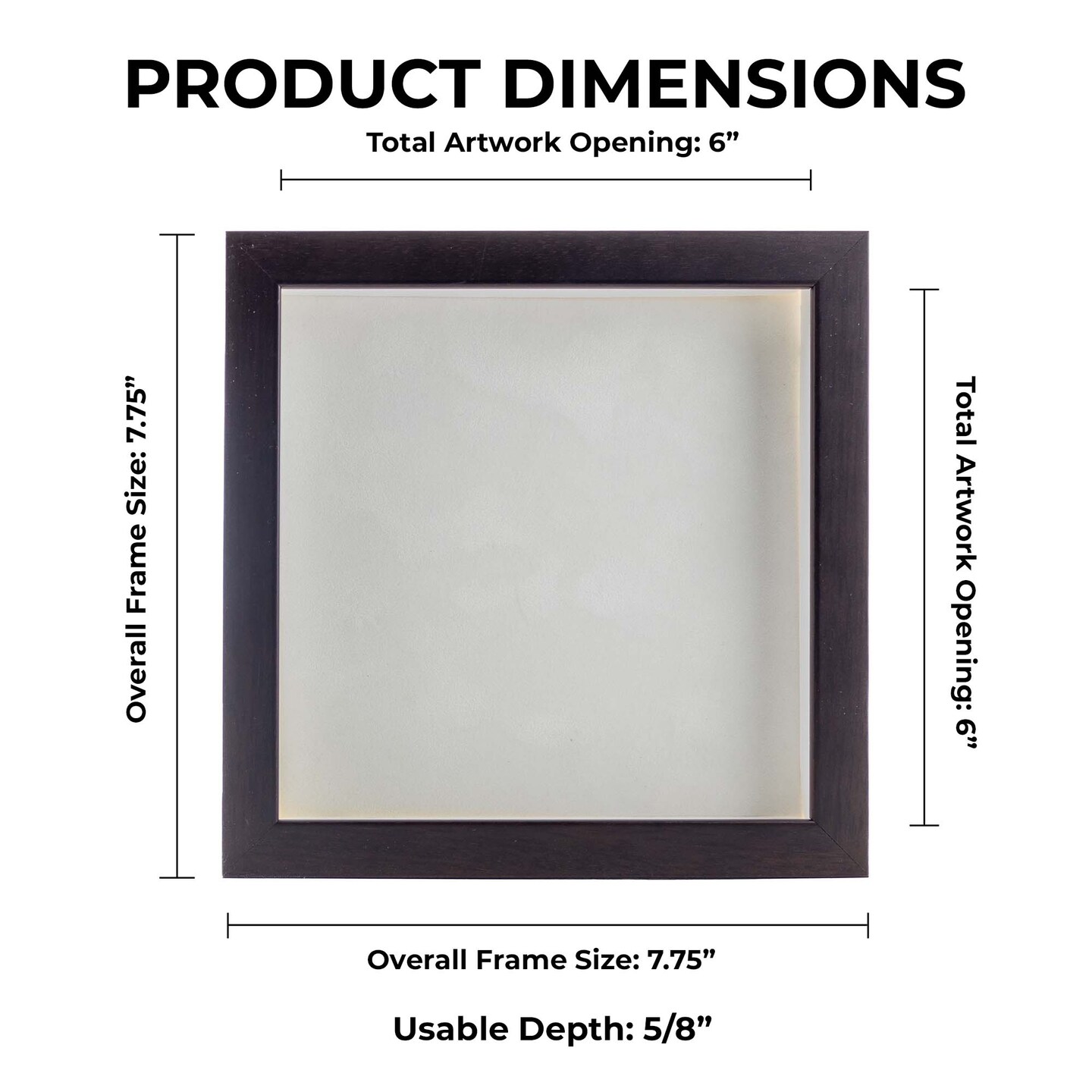 Rich Dark Brown Wood Shadow Box Frame with Acrylic Front - White Suede Backing, 30 Sizes