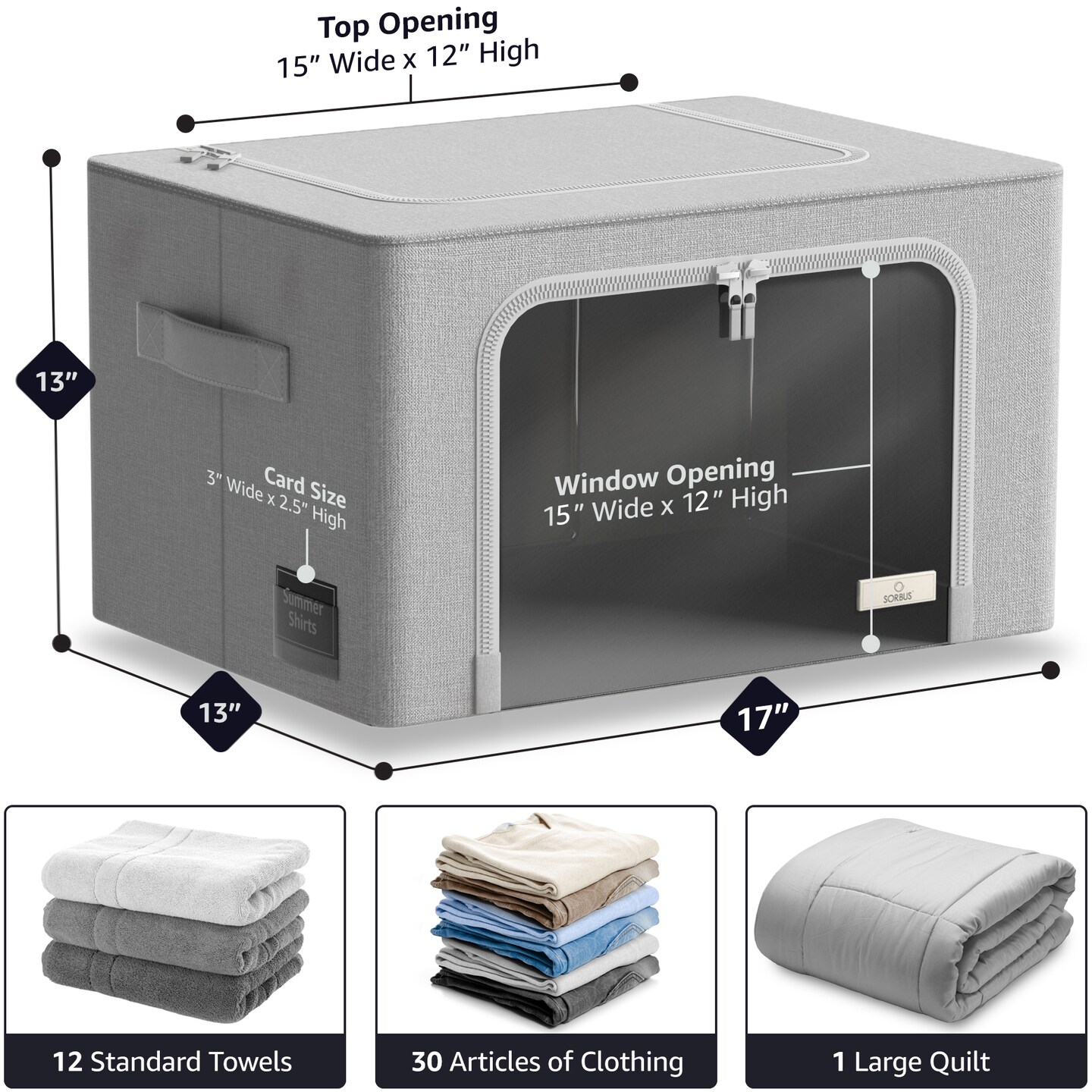 Sorbus Storage Bins 6 Pack- Foldable Stackable Container Organizer Set with Large Window & Carry Handles