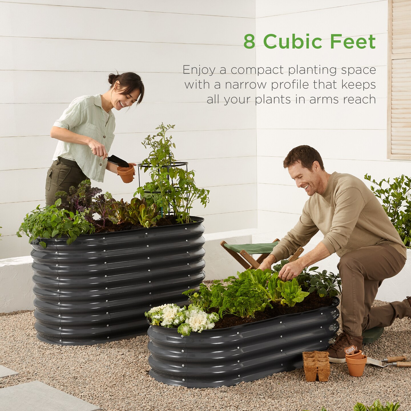 Best Choice Products 4x2x1ft Outdoor Raised Metal Oval Garden Bed, Planter Box for Vegetables, Flowers