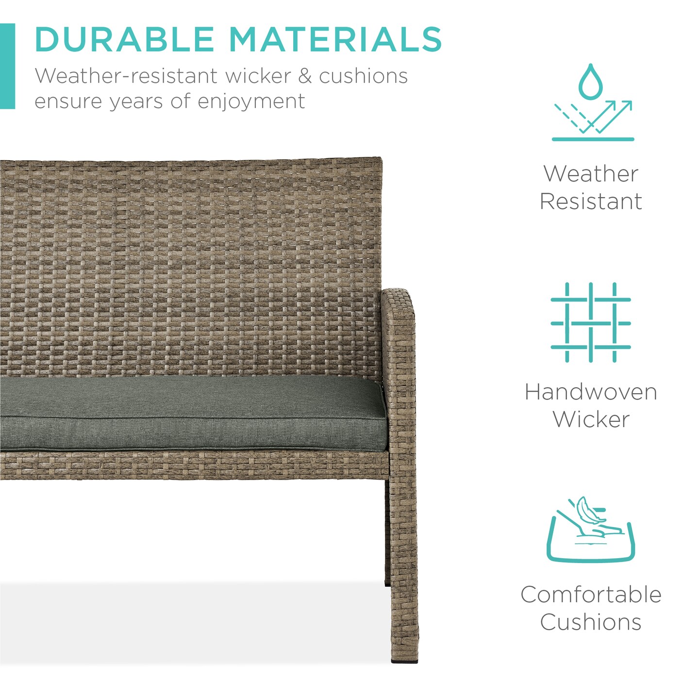 Best Choice Products 4-Piece Outdoor Wicker Patio Conversation Furniture Set w/ Table, Cushions