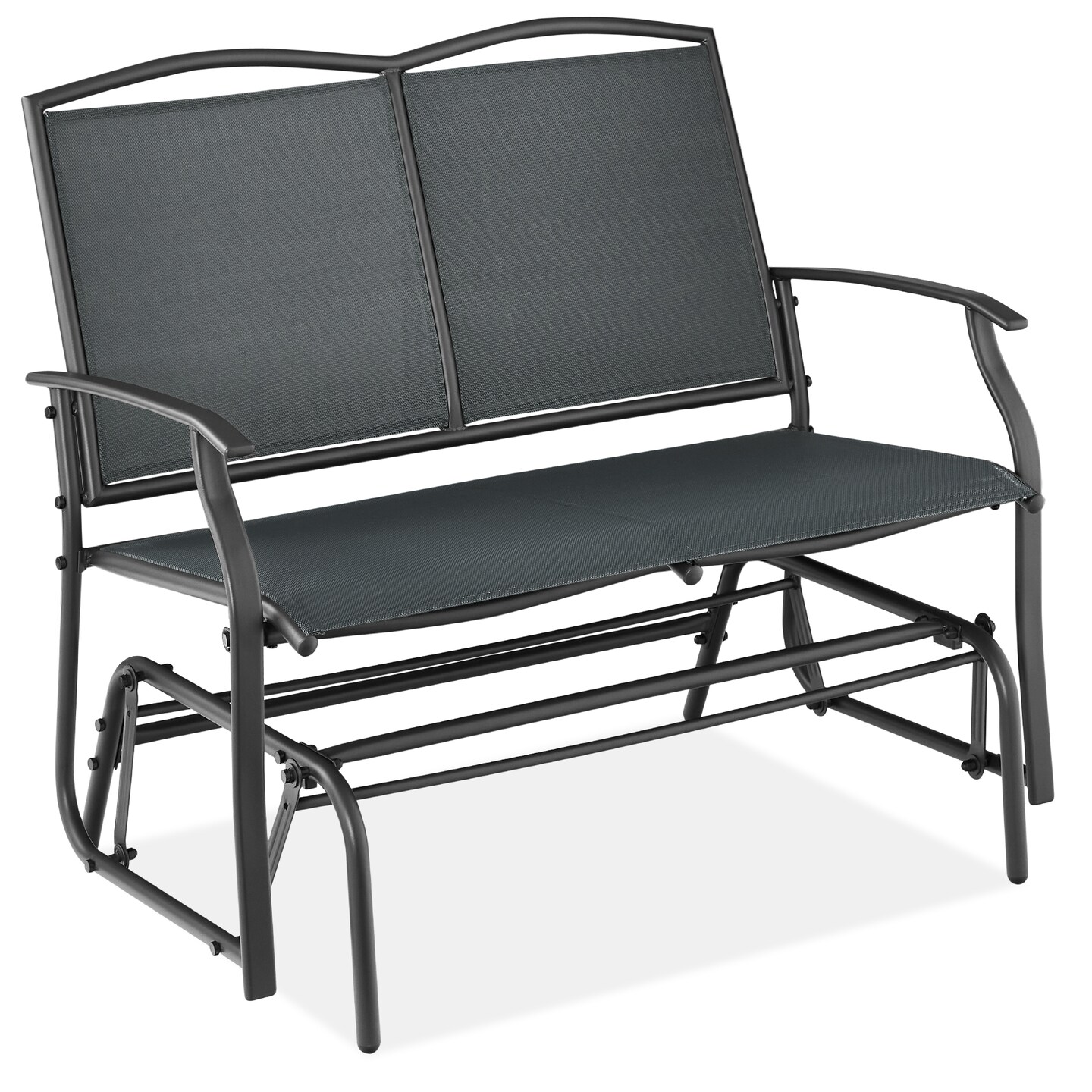 Best Choice Products 2-Person Outdoor Swing Glider, Steel Patio Loveseat, Bench Rocker w/ Armrests