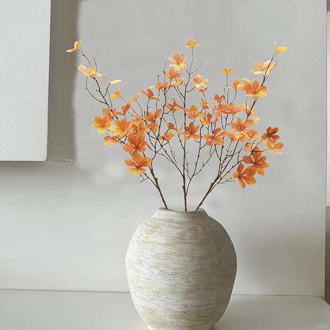 3 PCS Artificial Fall Stems Faux Branches with Leaves for Vase Fake Plants for Home Table Autumn Festival Thanksgiving Christmas Decoration