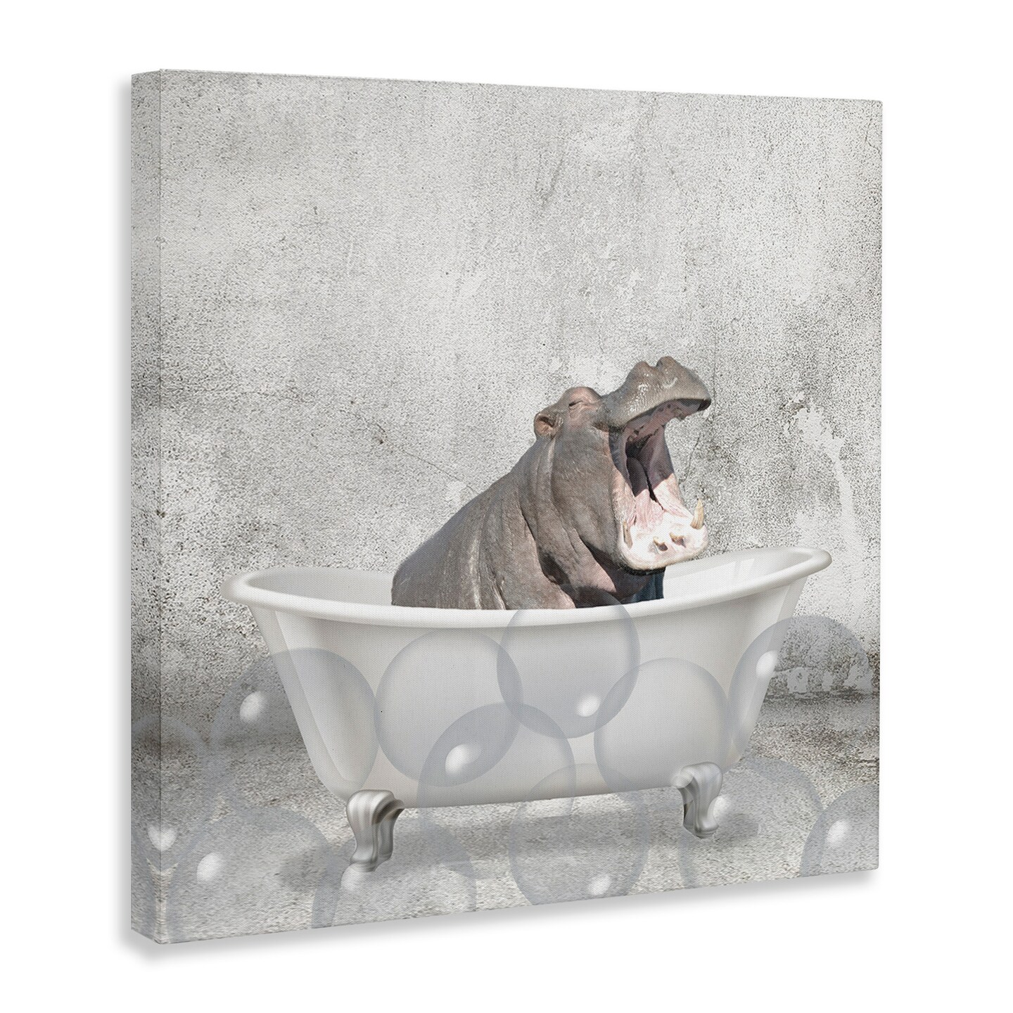Stupell Industries Baby Hippo Bath Time Canvas Wall Art