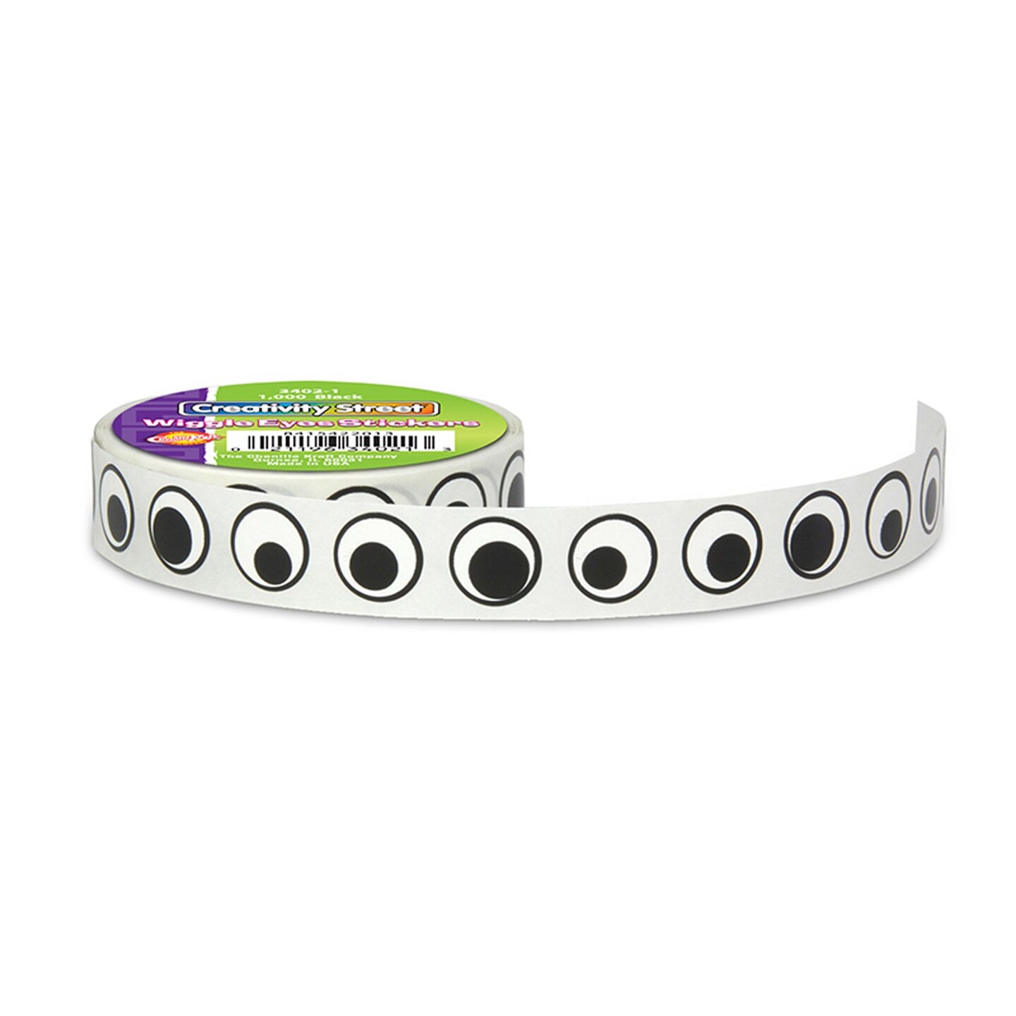 Wiggle Eyes Sticker Roll, Black, 0.5&#x22;, 1000 Pieces
