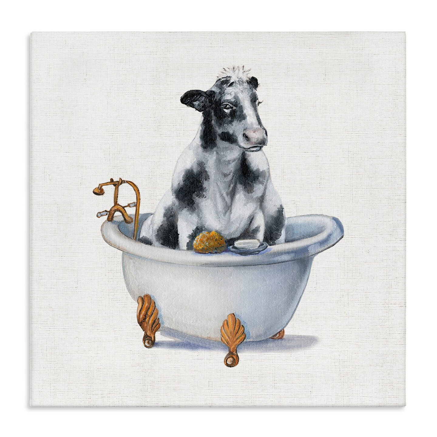 Stupell Industries Dairy Cow in Bathtub Canvas Wall Art