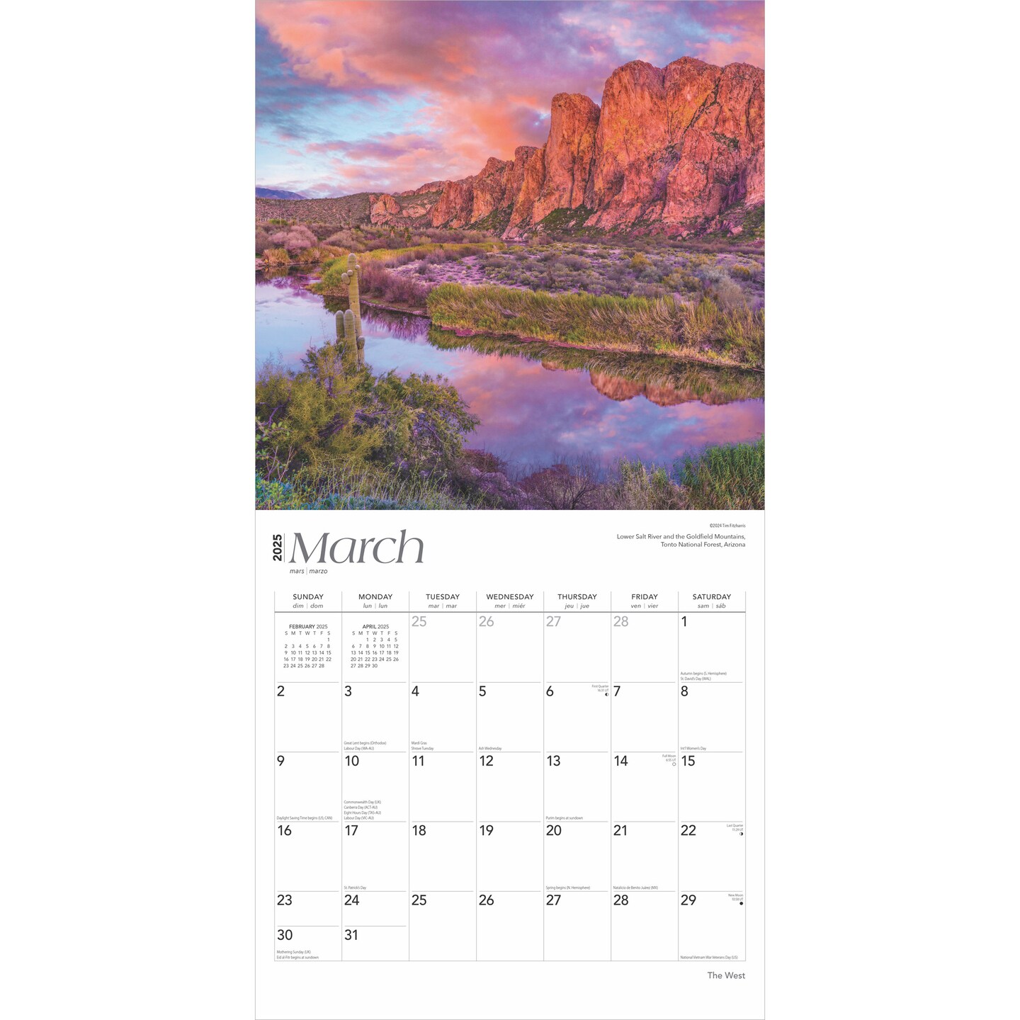 The West | 2025 12 x 24 Inch Monthly Square Wall Calendar | Plastic-Free | BrownTrout | USA United States of America Scenic Nature
