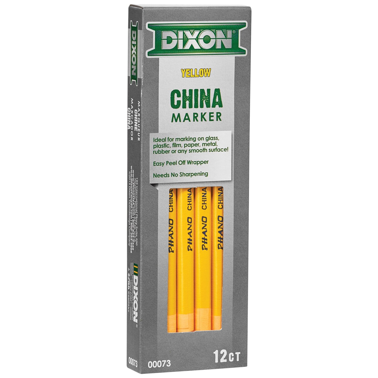 Phano China Markers, Yellow, Pack of 12