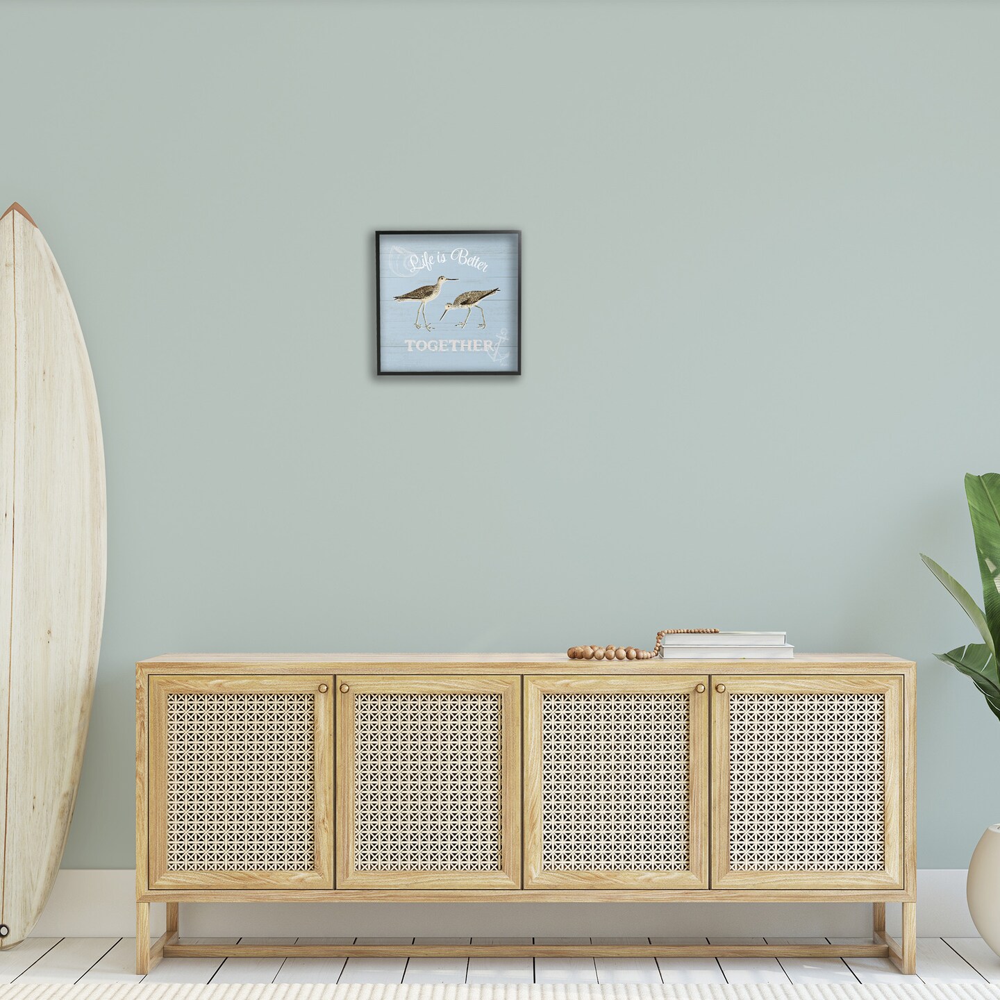 Stupell Industries Better Together Coastal Sandpipers Black Framed Giclee Art