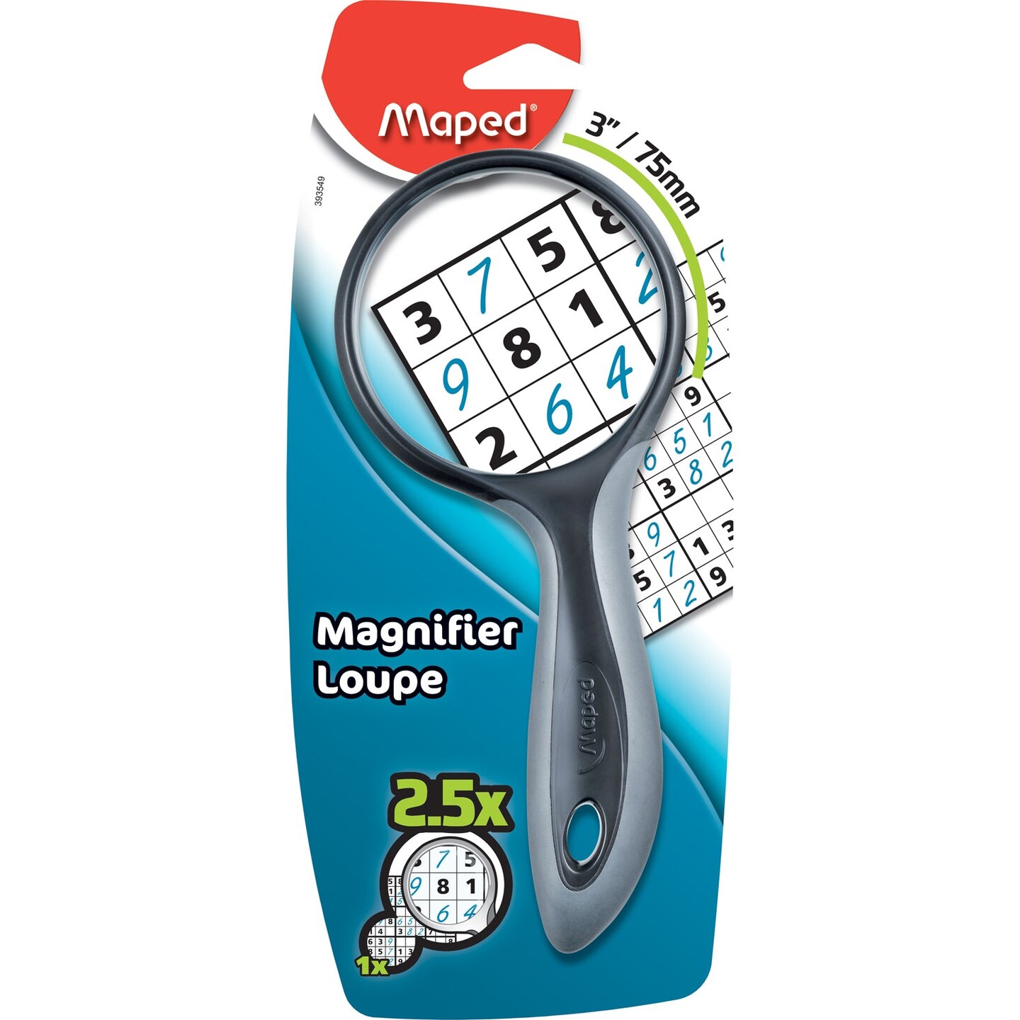 Ergologic Large 2.5X Magnifying Glass, 3&#x22;, Assorted Colors