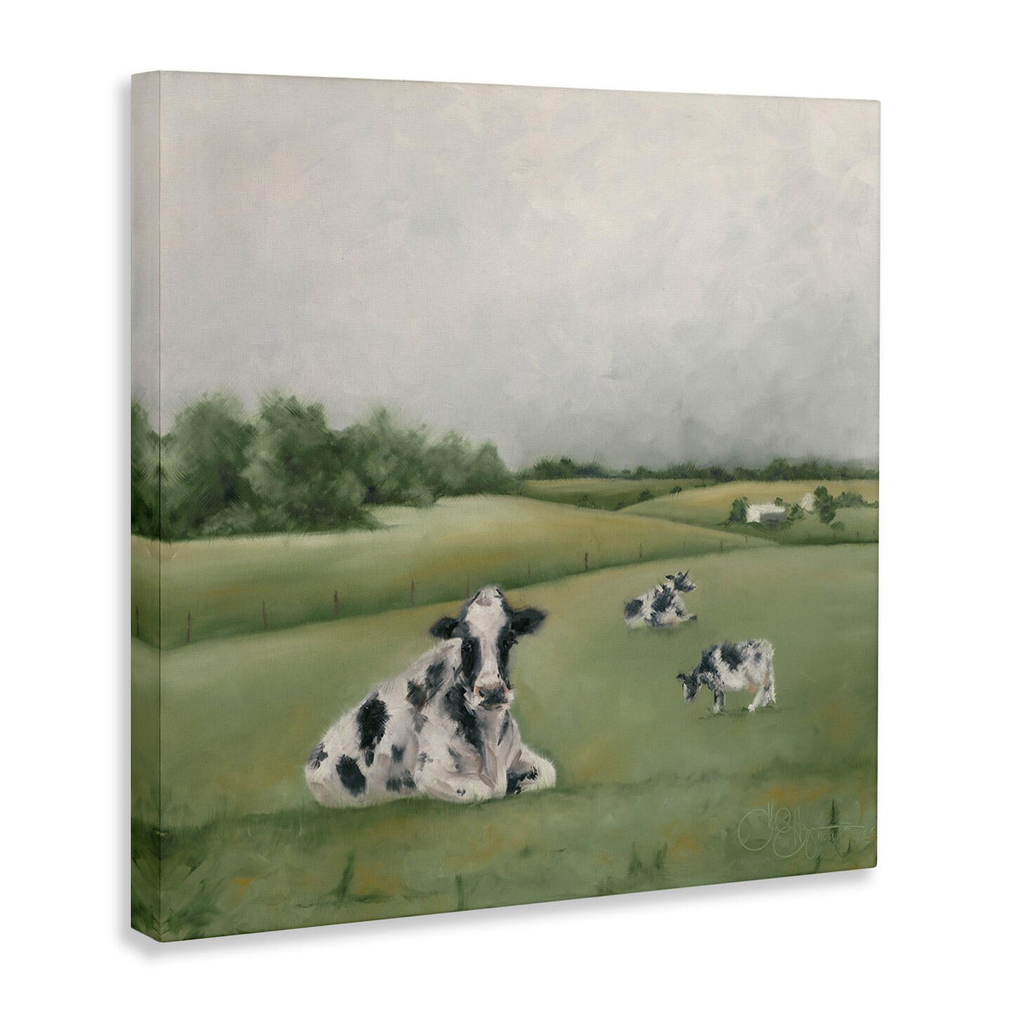 Stupell Industries Dairy Cows Grazing in Green Field Canvas Wall Art