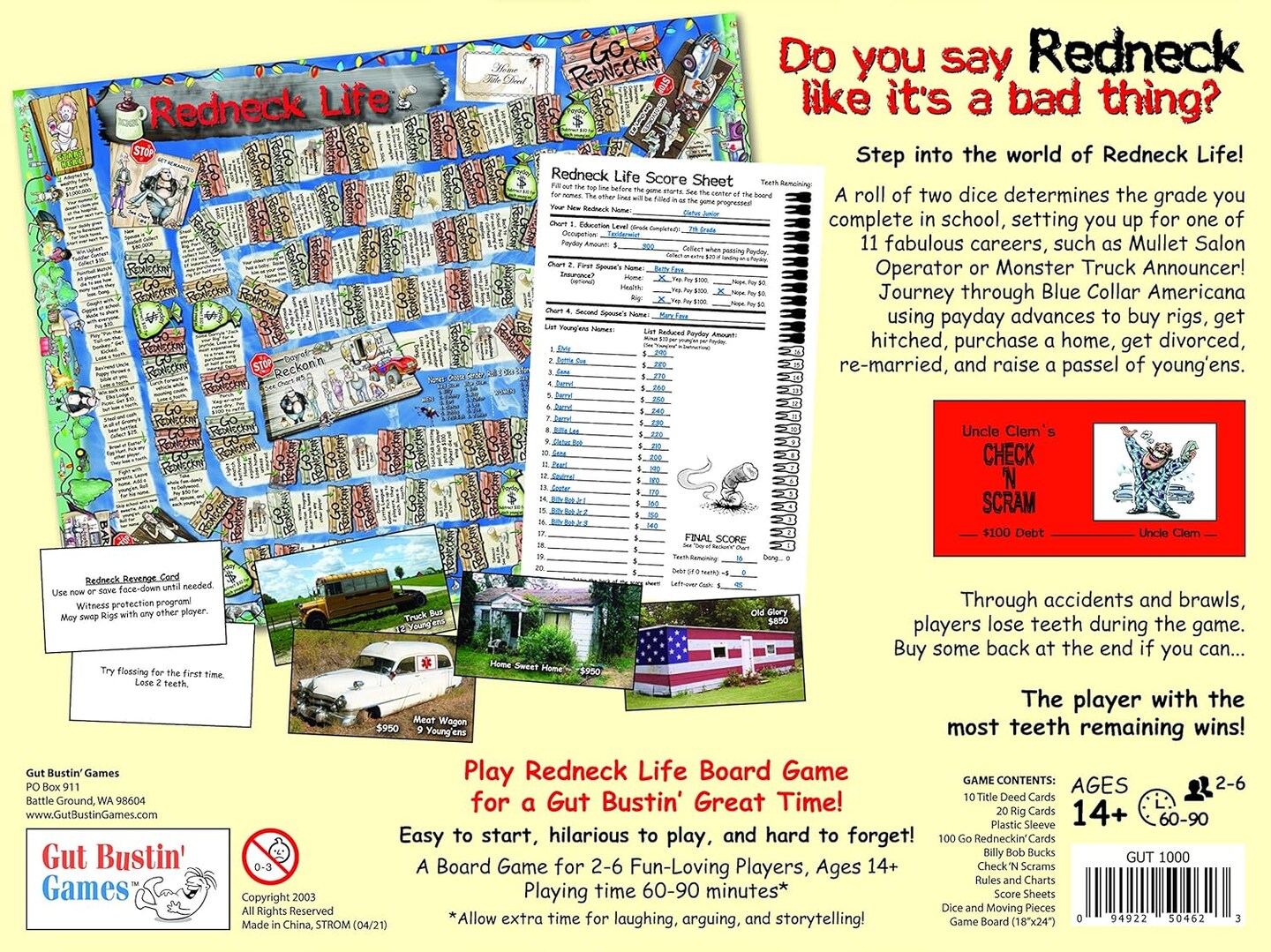 Gut Bustin&#x27; Games Redneck Life Board Game, Multi-colored